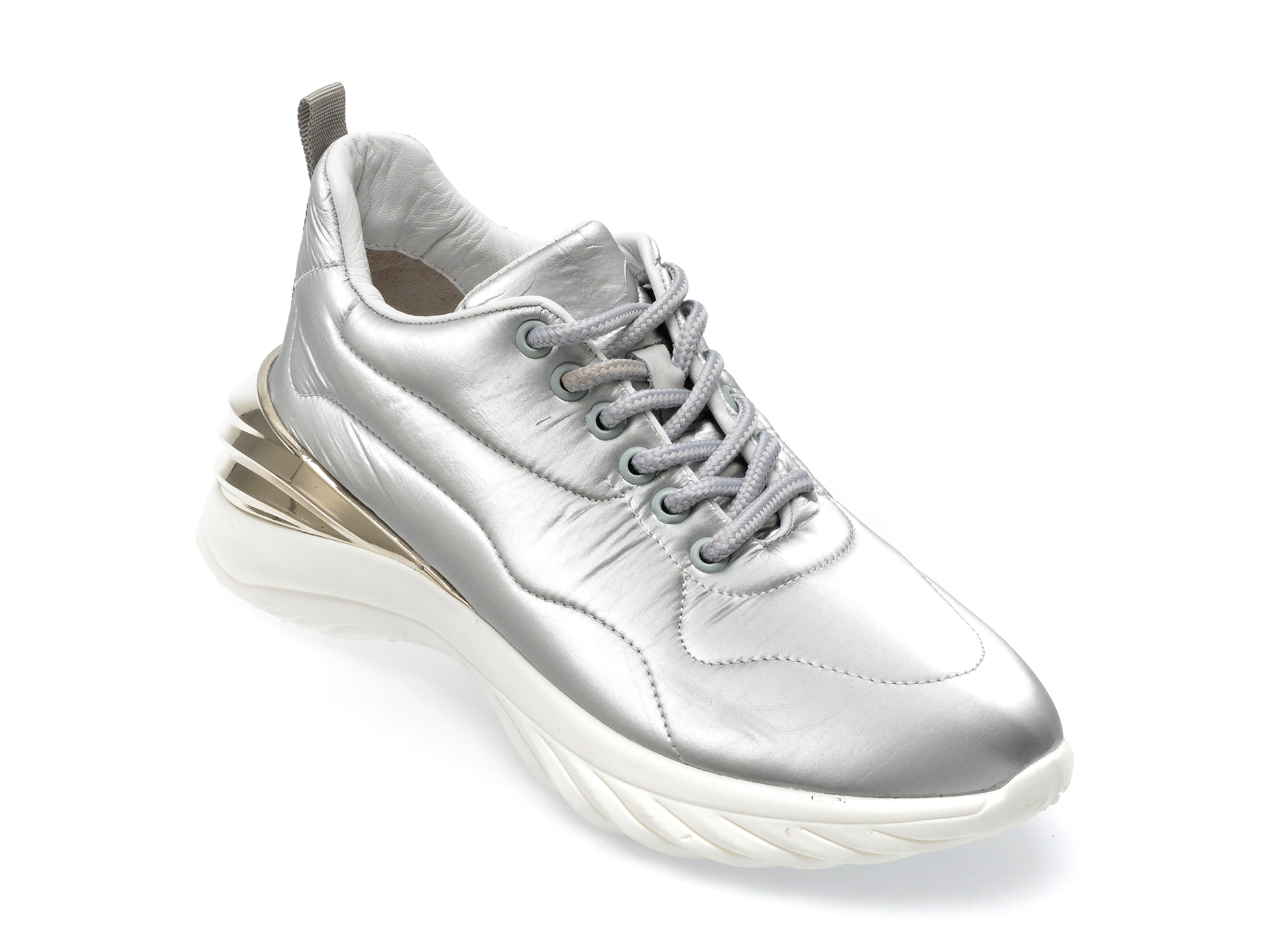 Pantofi GRYXX argintii, P2411, din material textil