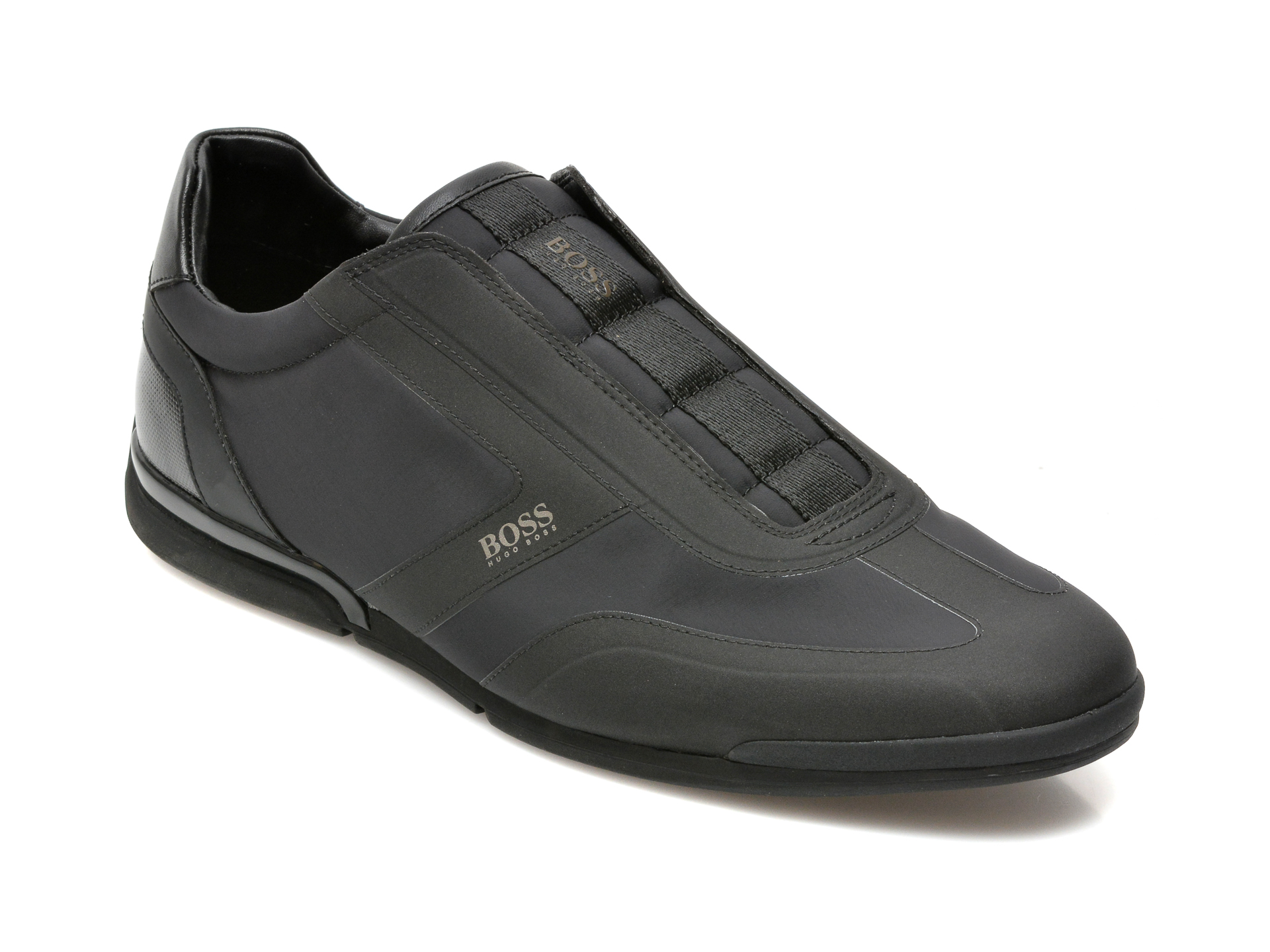 Pantofi HUGO BOSS negri, 9162, din material textil si piele ecologica Hugo Boss