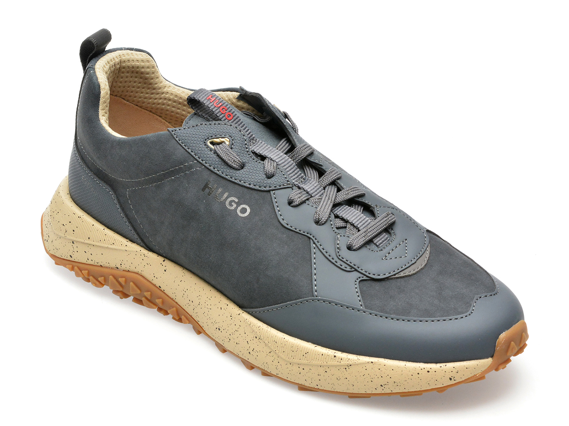 Pantofi HUGO gri, 4340, din piele ecologica