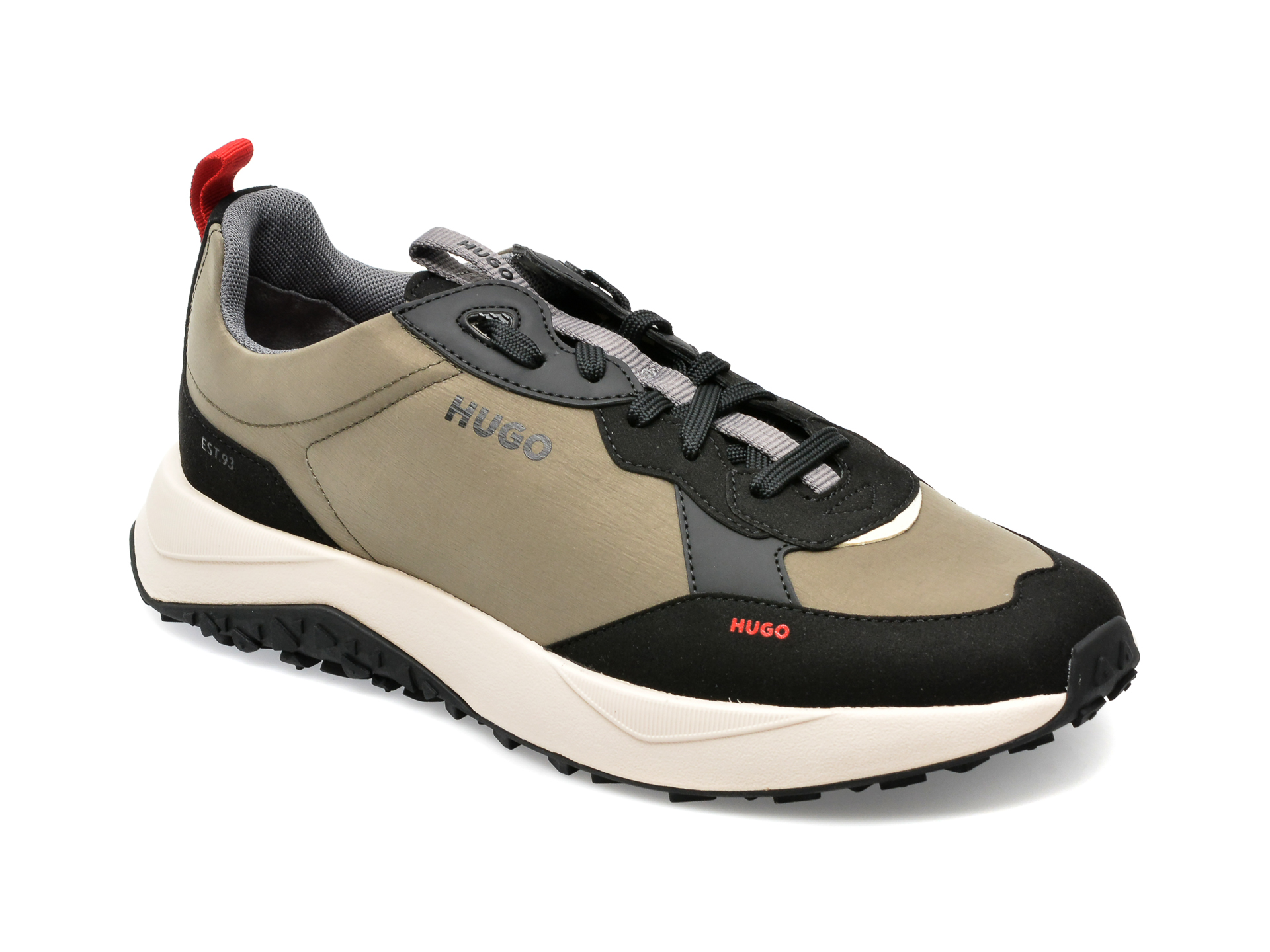 Pantofi HUGO kaki, 3146, din material textil si piele ecologica /barbati/pantofi