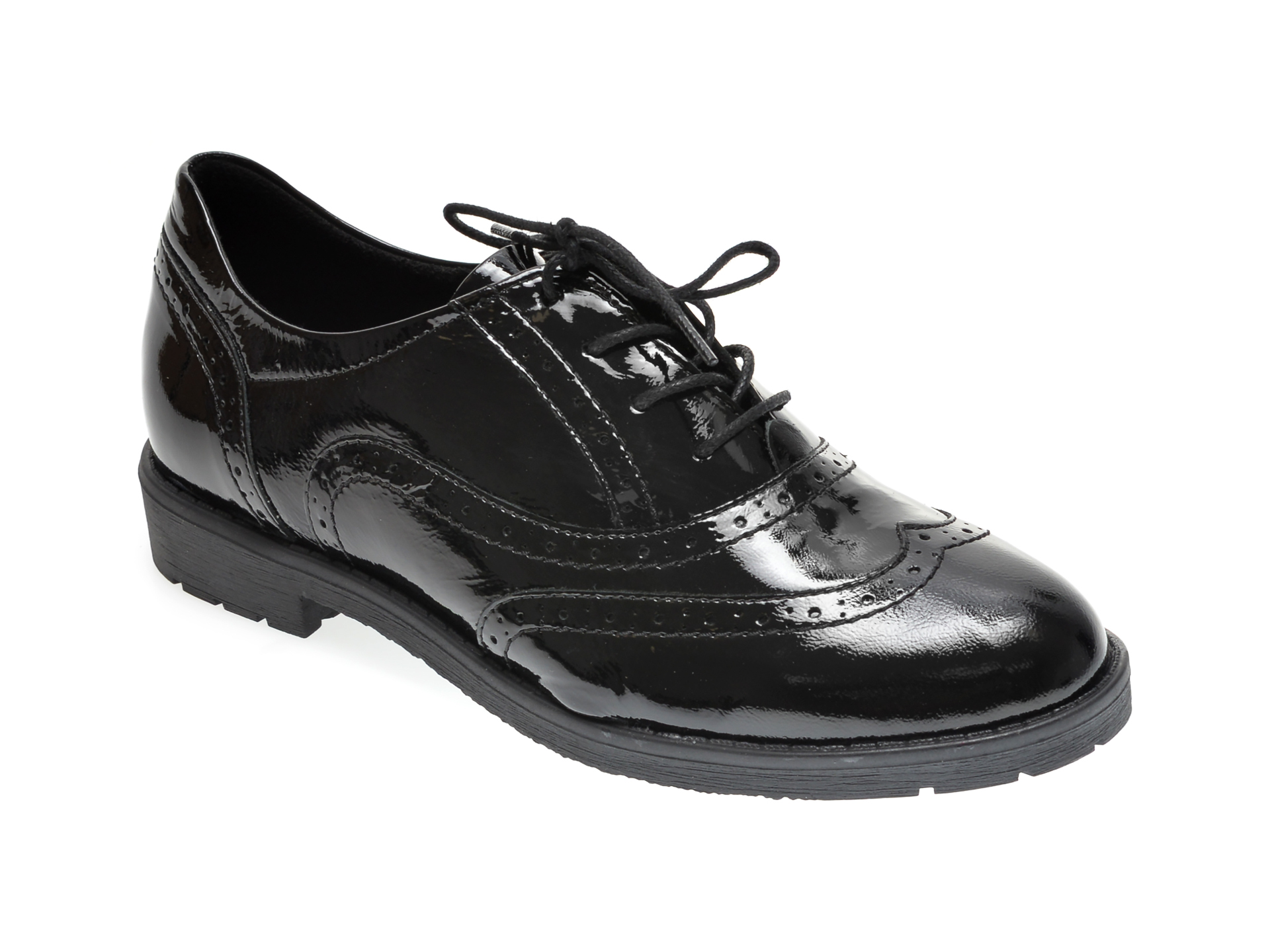 Pantofi ILOZ negri, 1050, din piele naturala lacuita