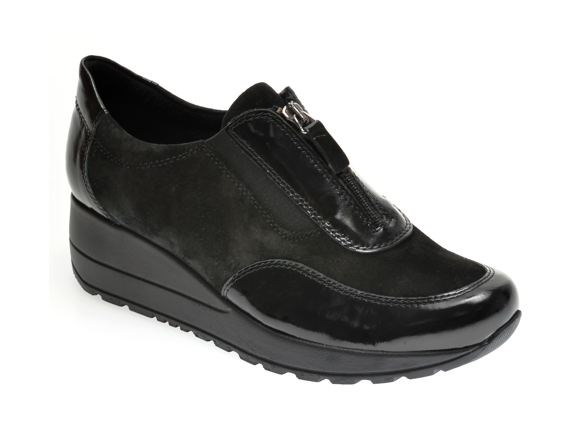 Pantofi ILOZ negri, 5097, din piele naturala lacuita