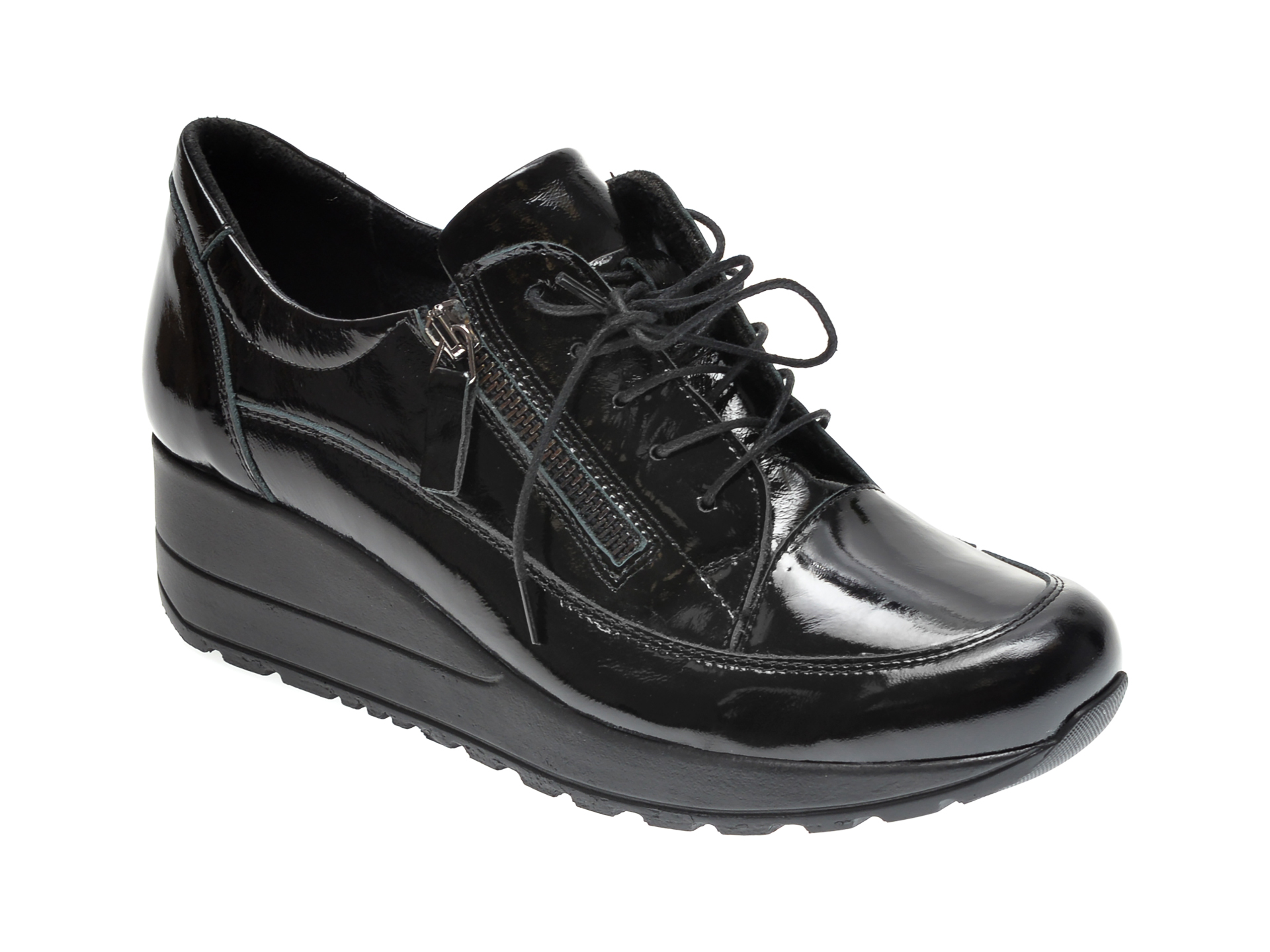 Pantofi ILOZ negri, 9217, din piele naturala lacuita