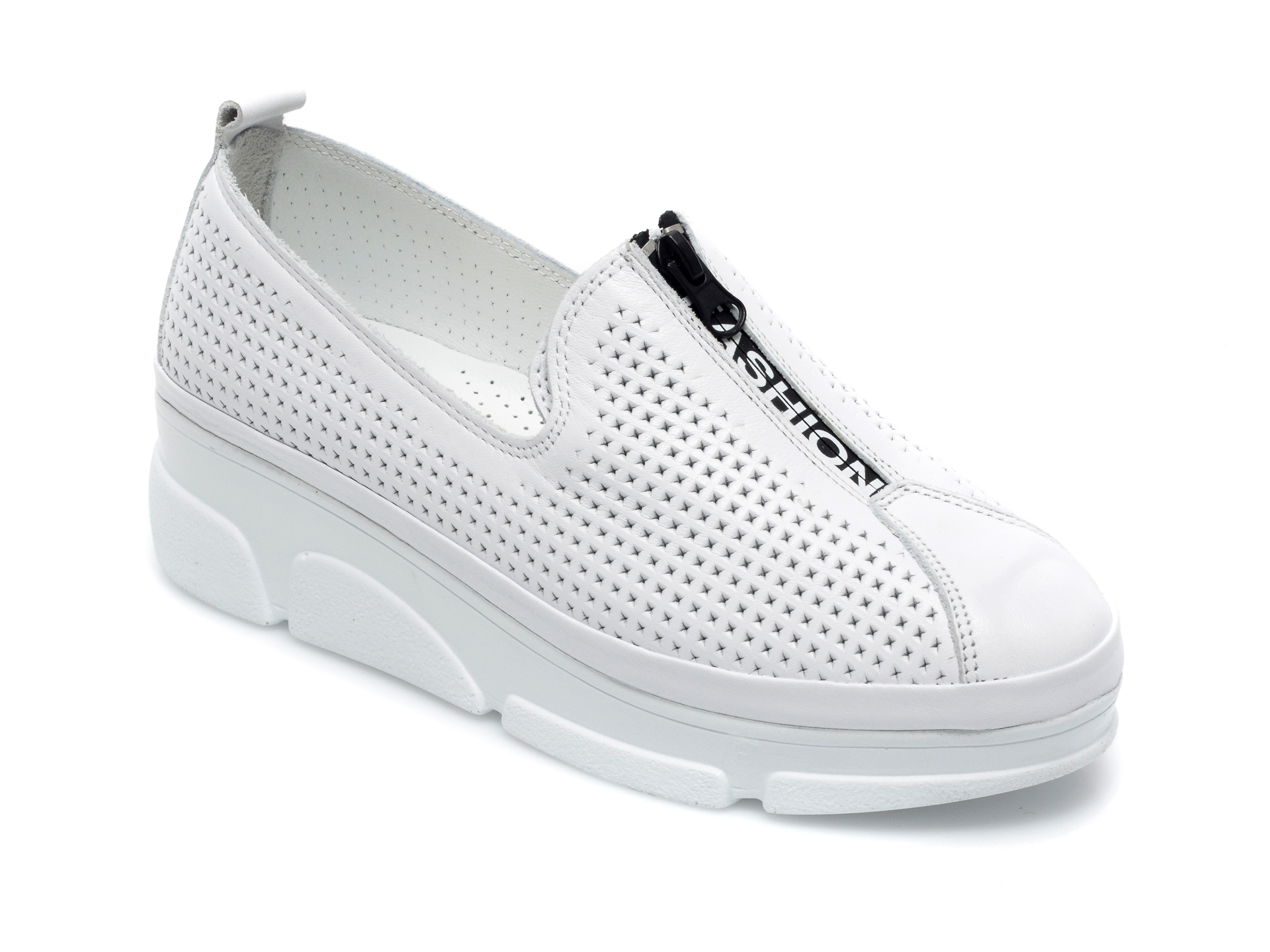 Pantofi IMAGE albi, 44942, din piele naturala