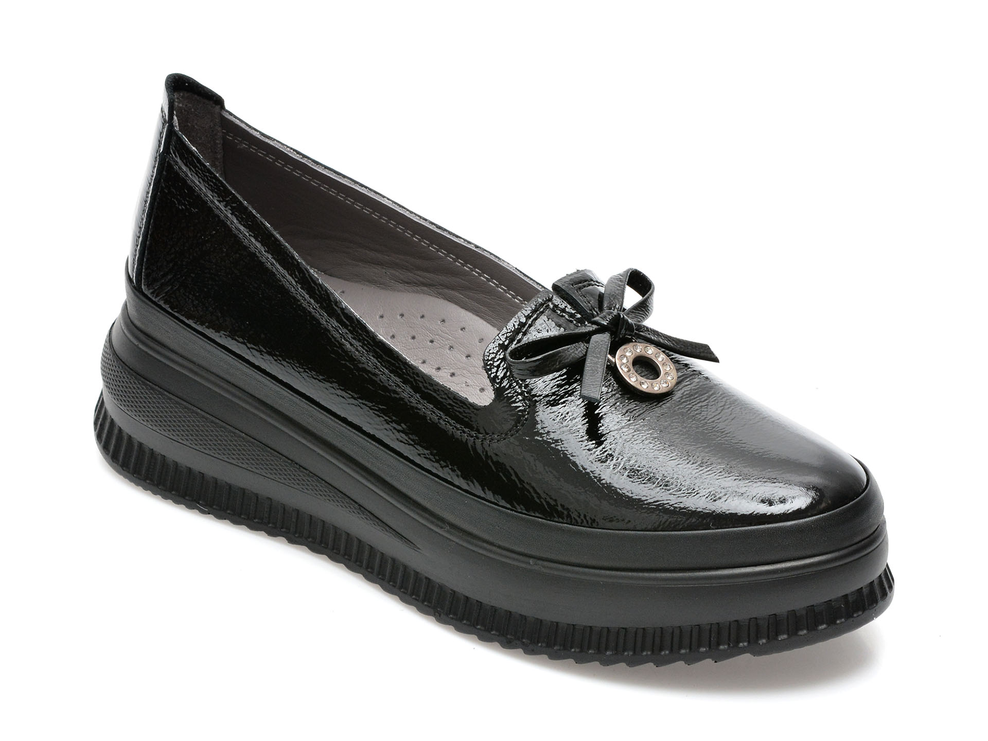 Pantofi IMAGE negri, 314559D, din piele naturala lacuita