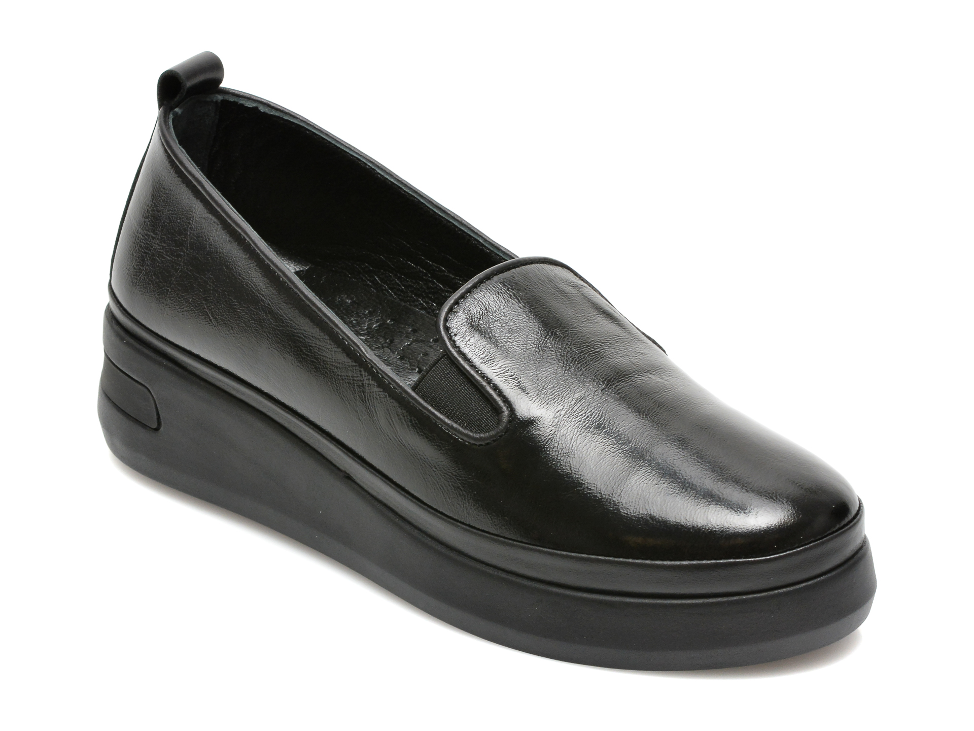 Pantofi IMAGE negri, 601474, din piele naturala lacuita Image imagine noua