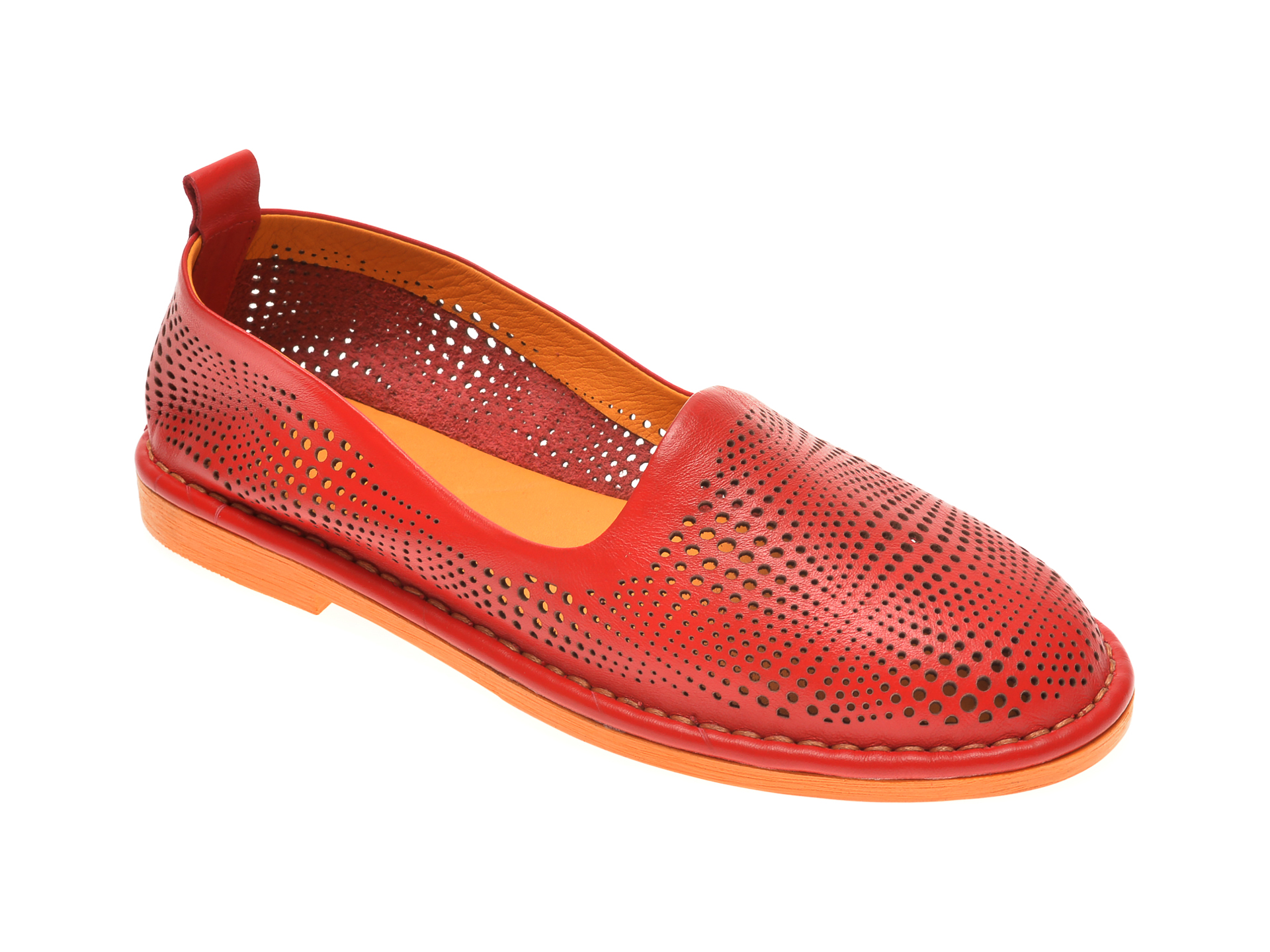 Pantofi LE BERDE rosii, 76600M5, din piele naturala