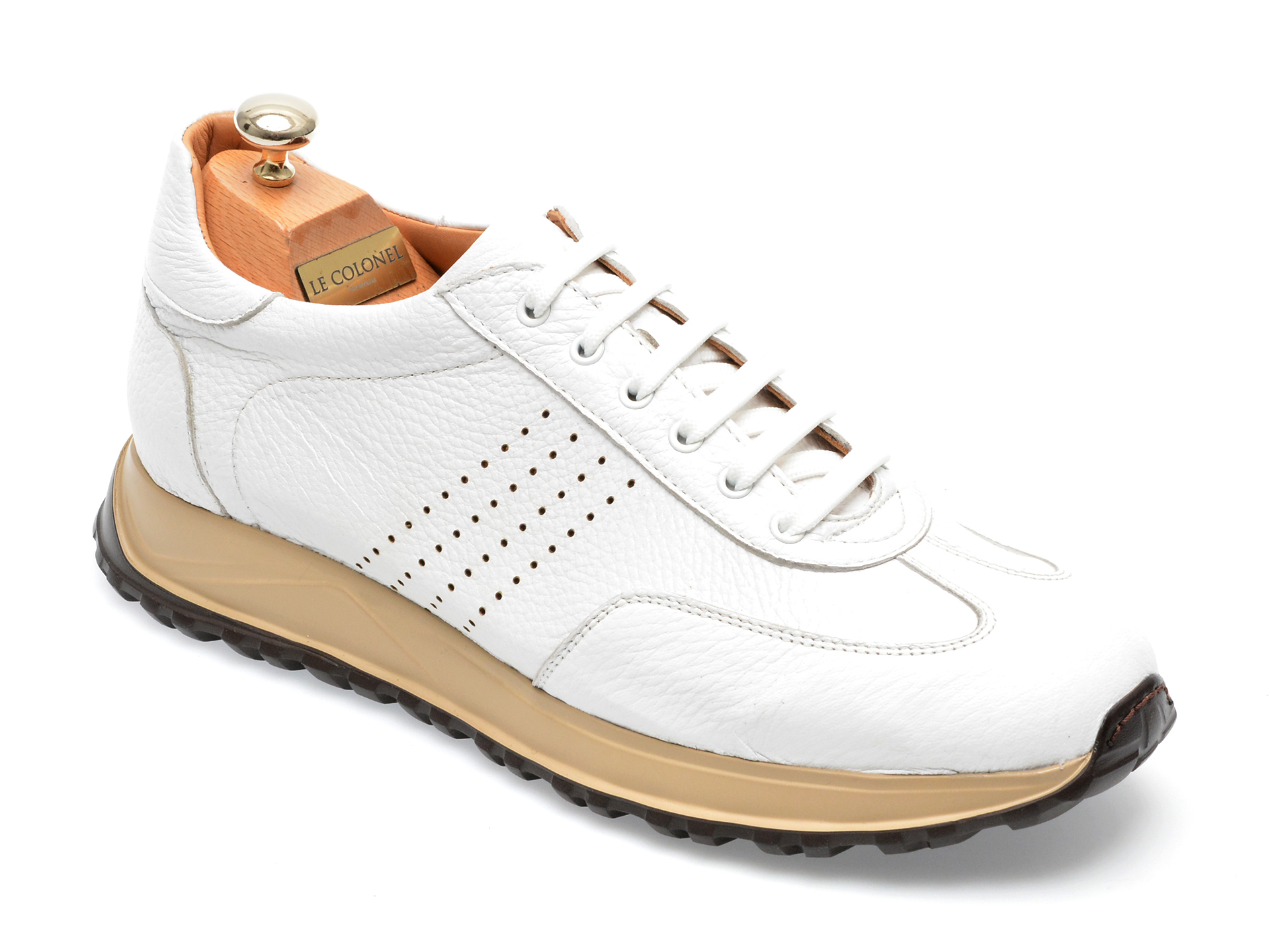 Pantofi LE COLONEL albi, 62818, din piele naturala
