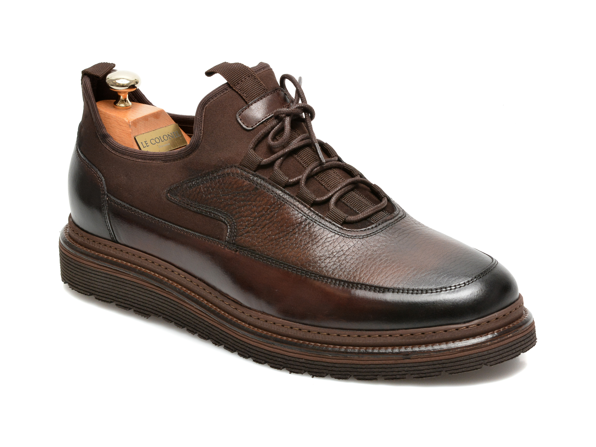 Pantofi LE COLONEL maro, 64816, din material textil si piele naturala Le Colonel
