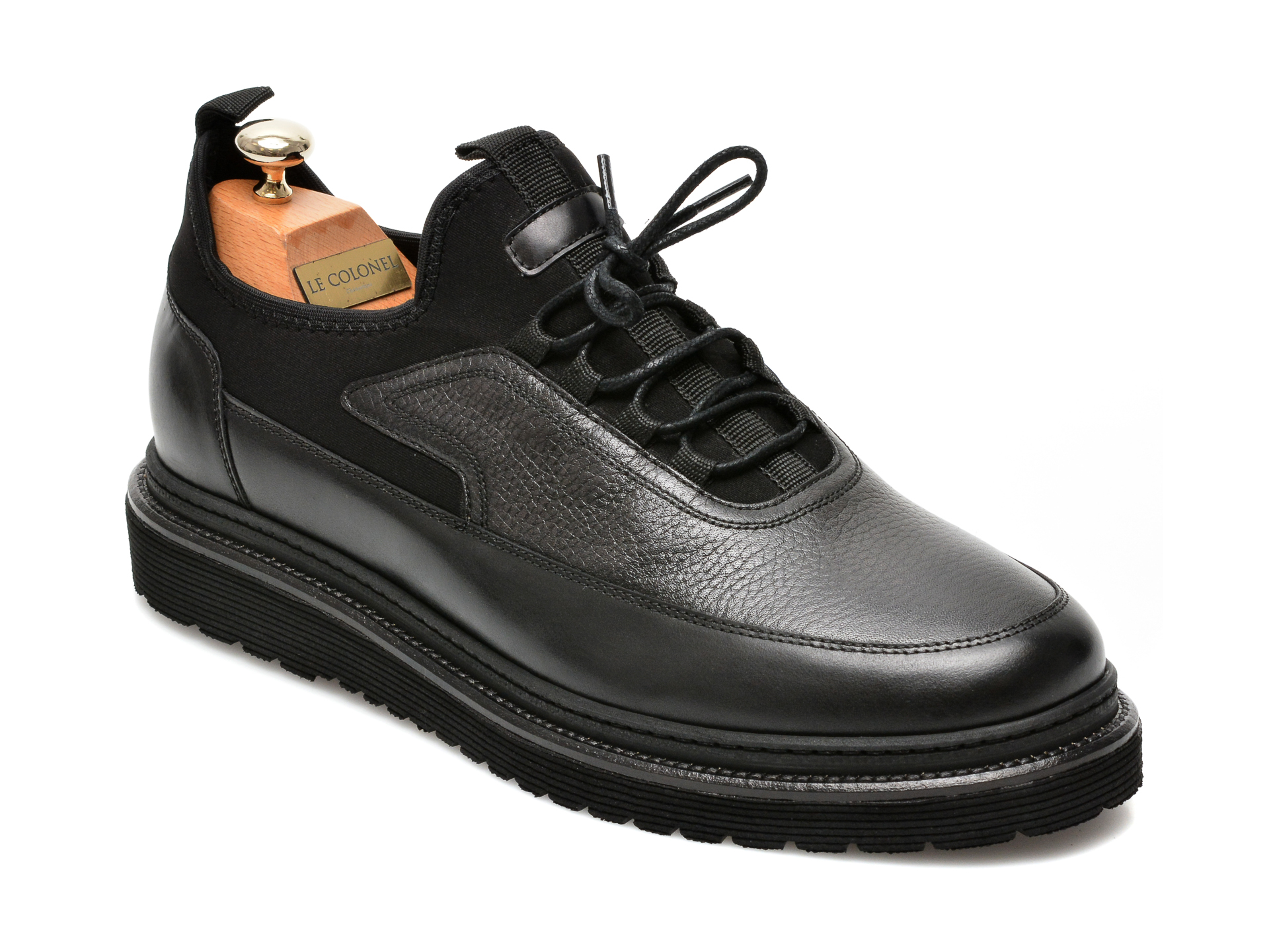 Pantofi LE COLONEL negri, 64816, din material textil si piele naturala Le Colonel