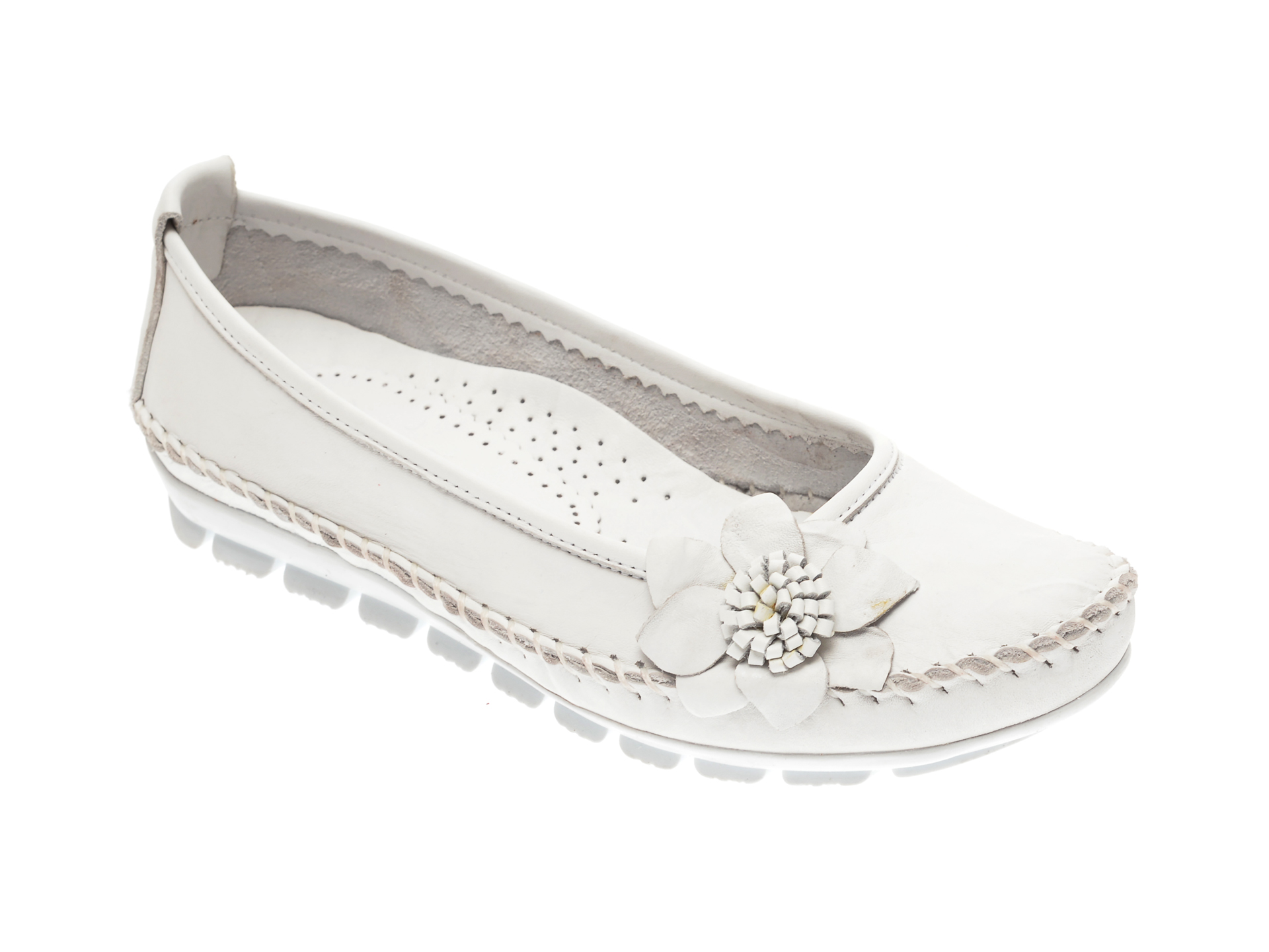 Pantofi MANLISA albi, 127, din piele naturala