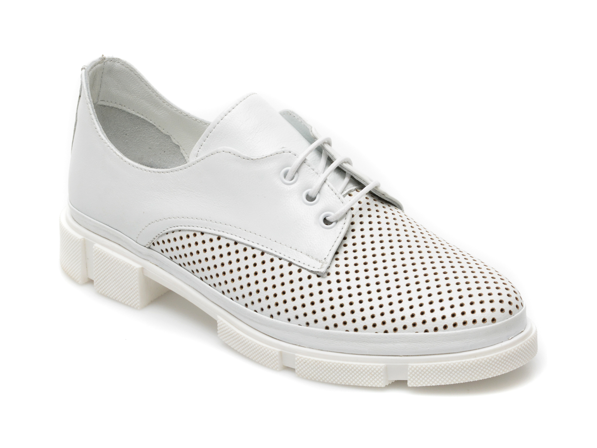 Pantofi MARANI MAGLI albi, MN102, din piele naturala