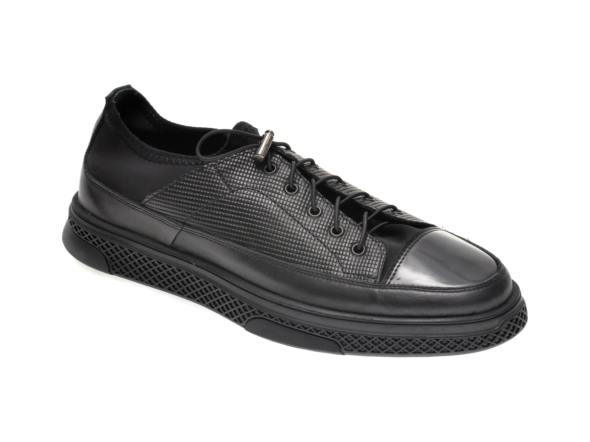 Pantofi OTTER negri, 6666, din material textil si piele naturala