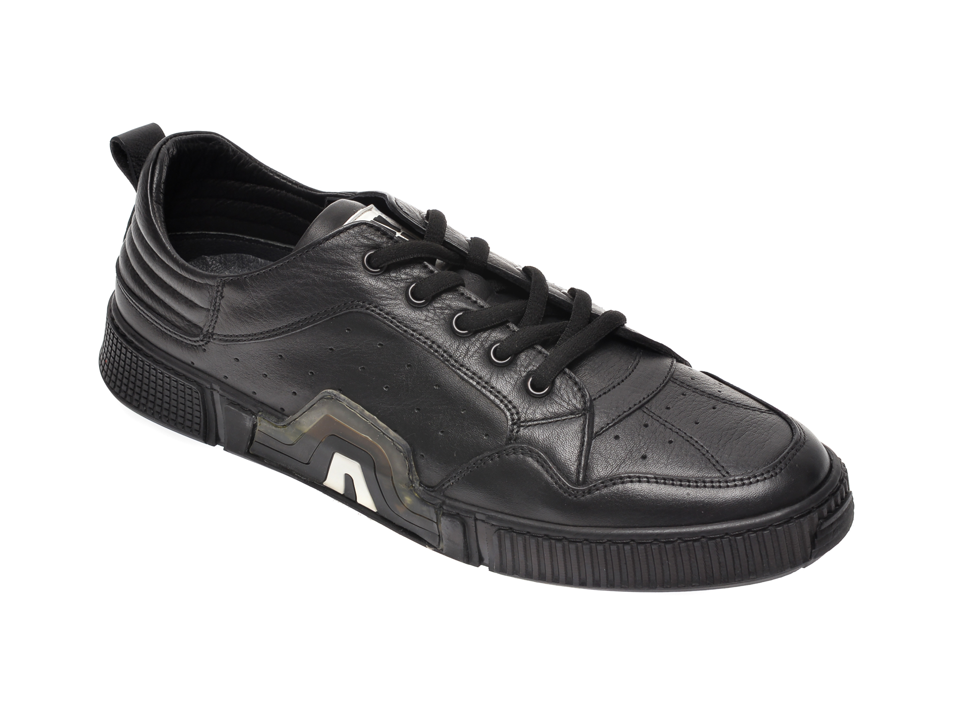 Pantofi OTTER negri, 72404, din piele naturala