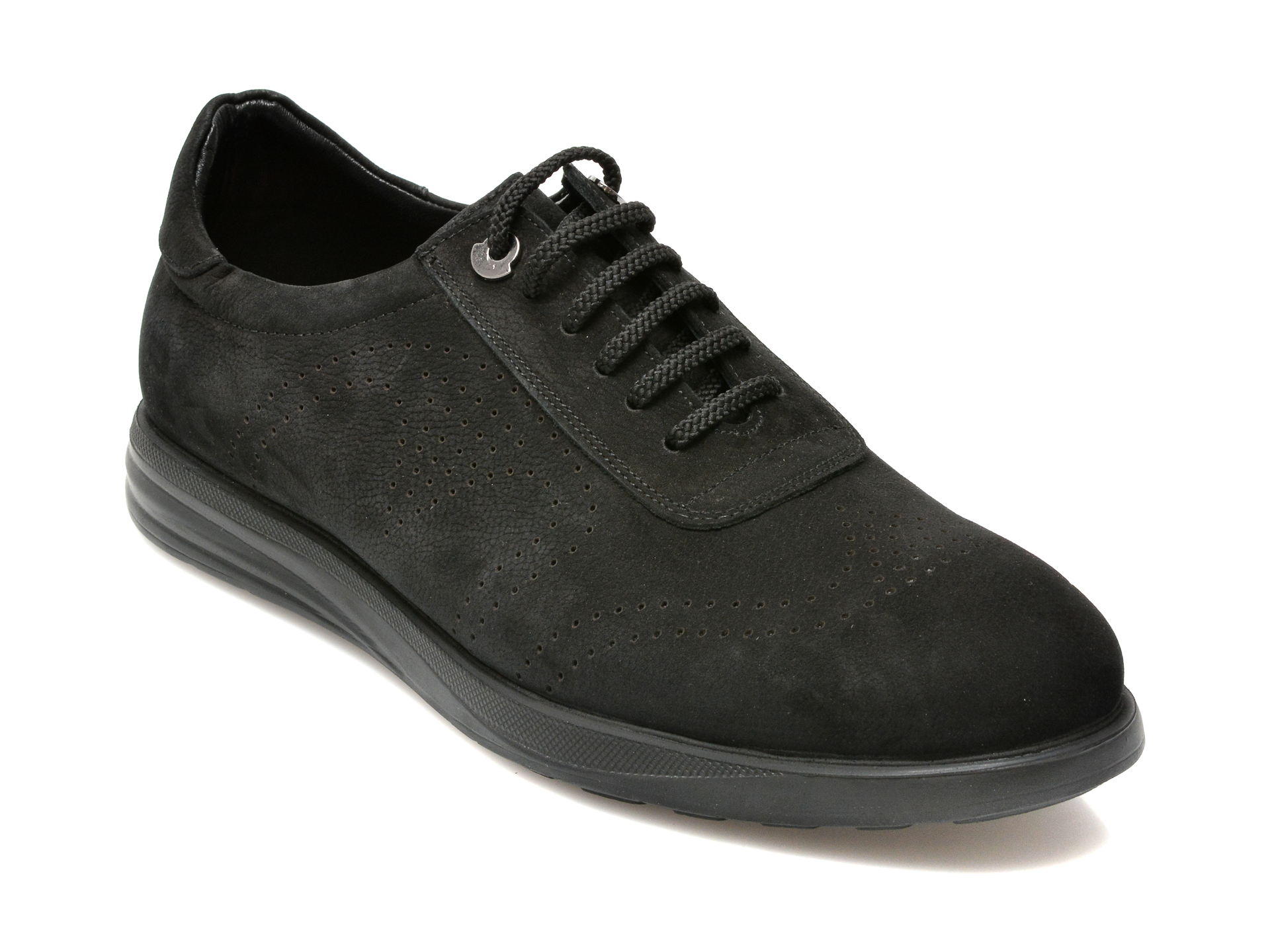 Pantofi OTTER negri, E881, din nabuc