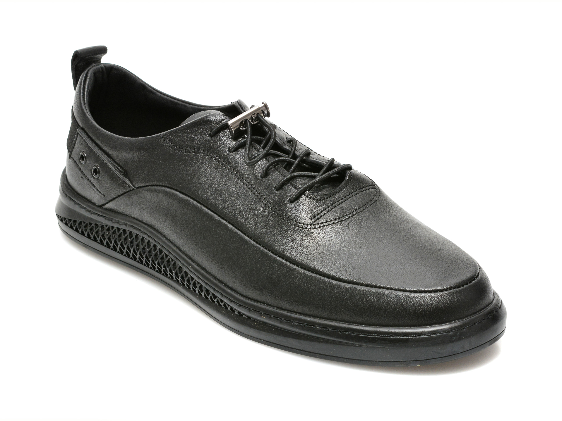 Pantofi OTTER negri, M6387, din piele naturala
