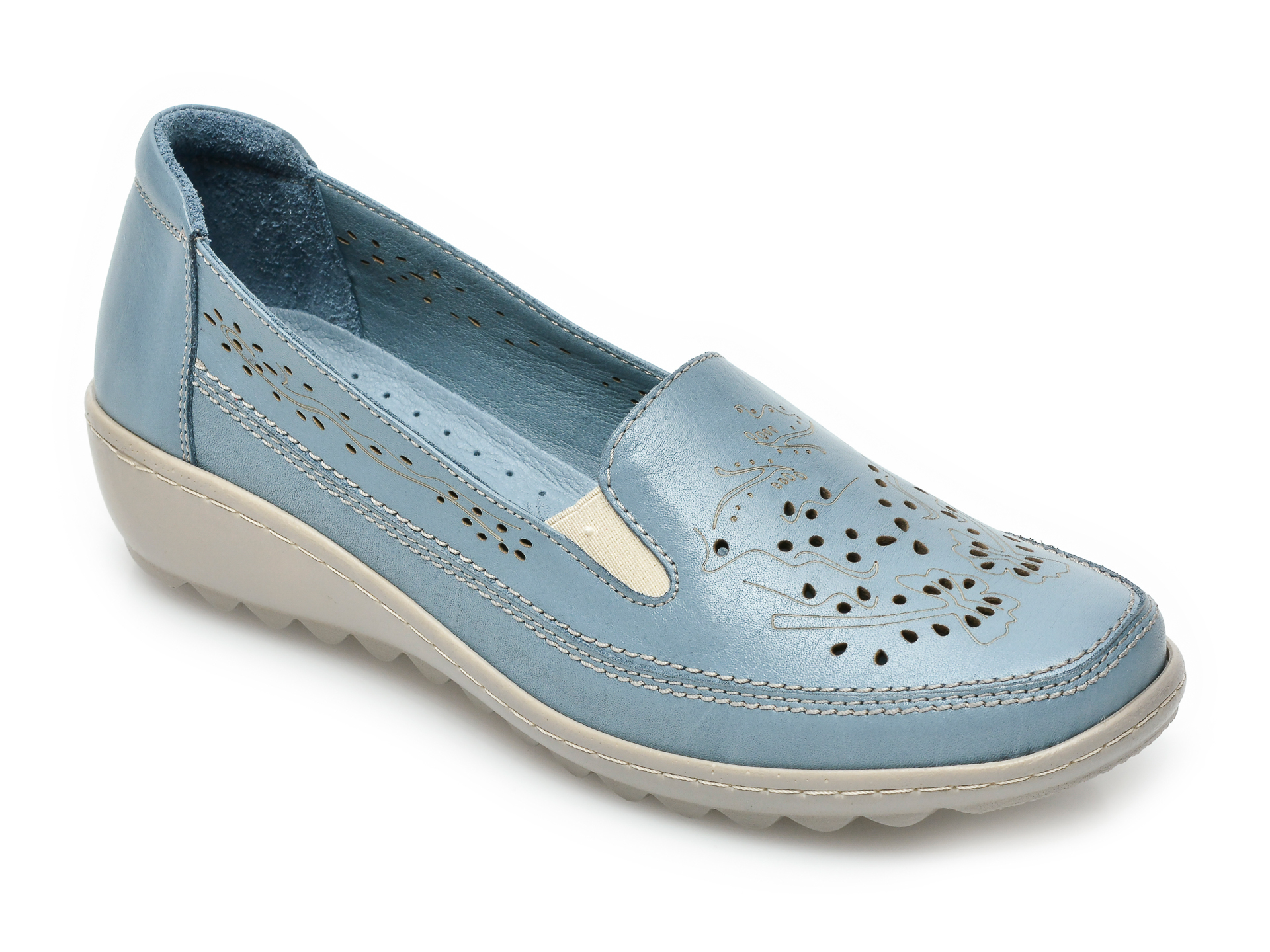 Pantofi PASS COLLECTION albastri, 19715, din piele naturala