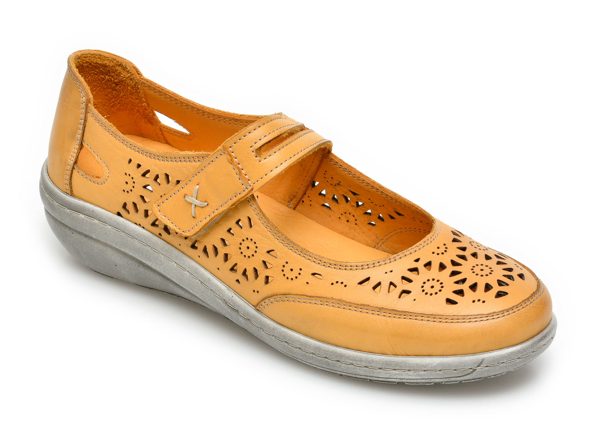 Pantofi PASS COLLECTION galbeni, 62050, din piele naturala