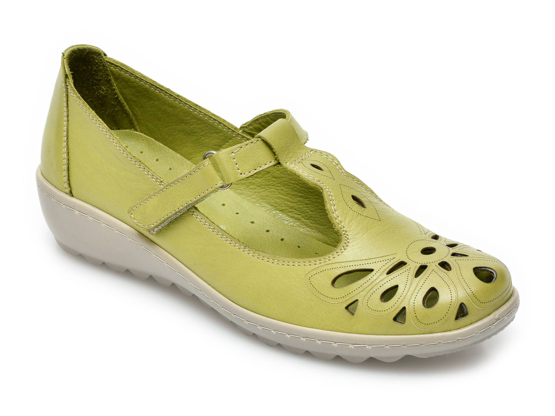 Pantofi PASS COLLECTION verzi, 27615, din piele naturala