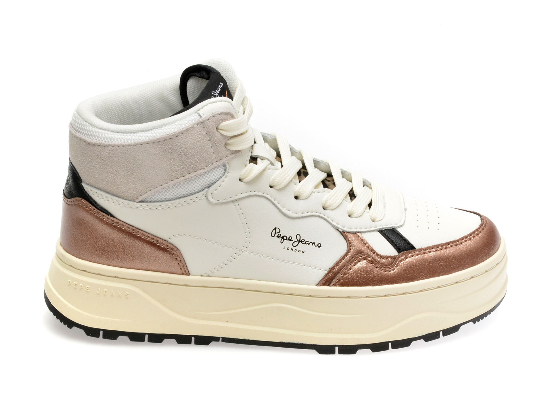 Pantofi PEPE JEANS albi, LS31500, din piele ecologica