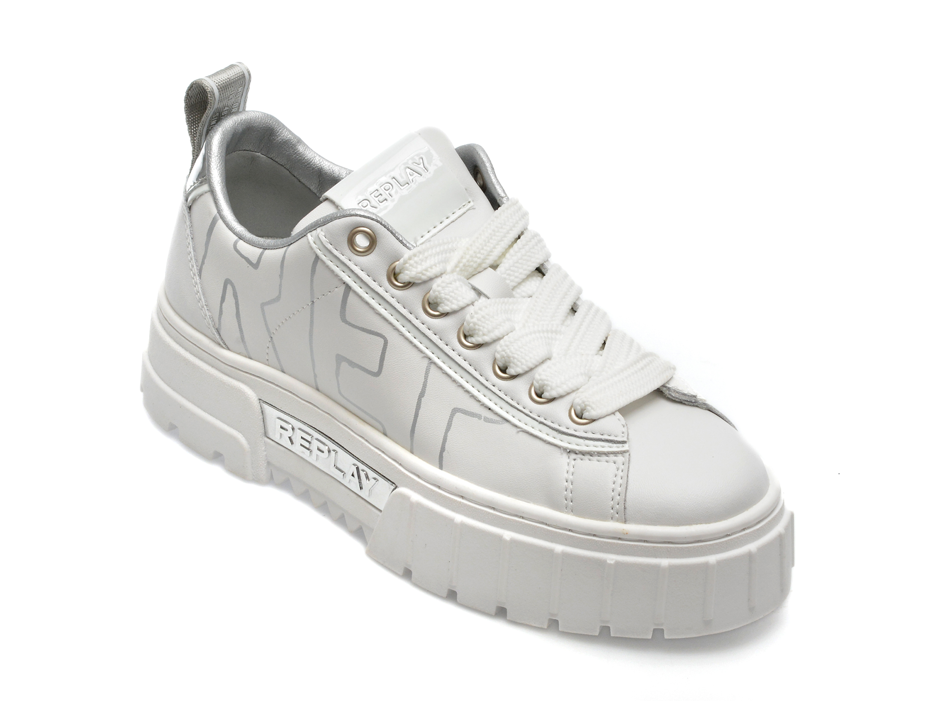Pantofi REPLAY albi, WZ4E05L, din piele naturala /femei/pantofi imagine noua