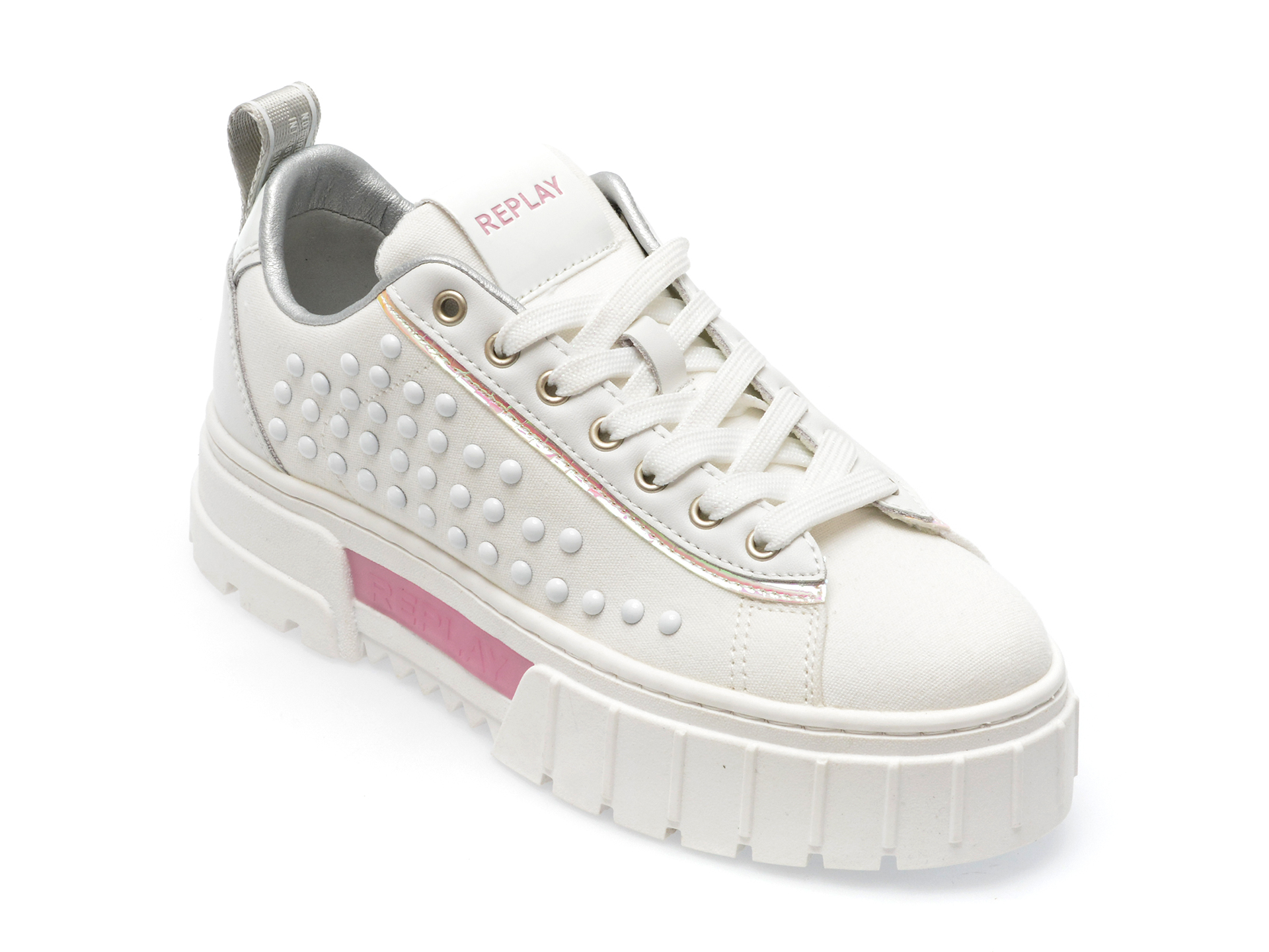 Pantofi REPLAY albi, WZ4E06T, din material textil