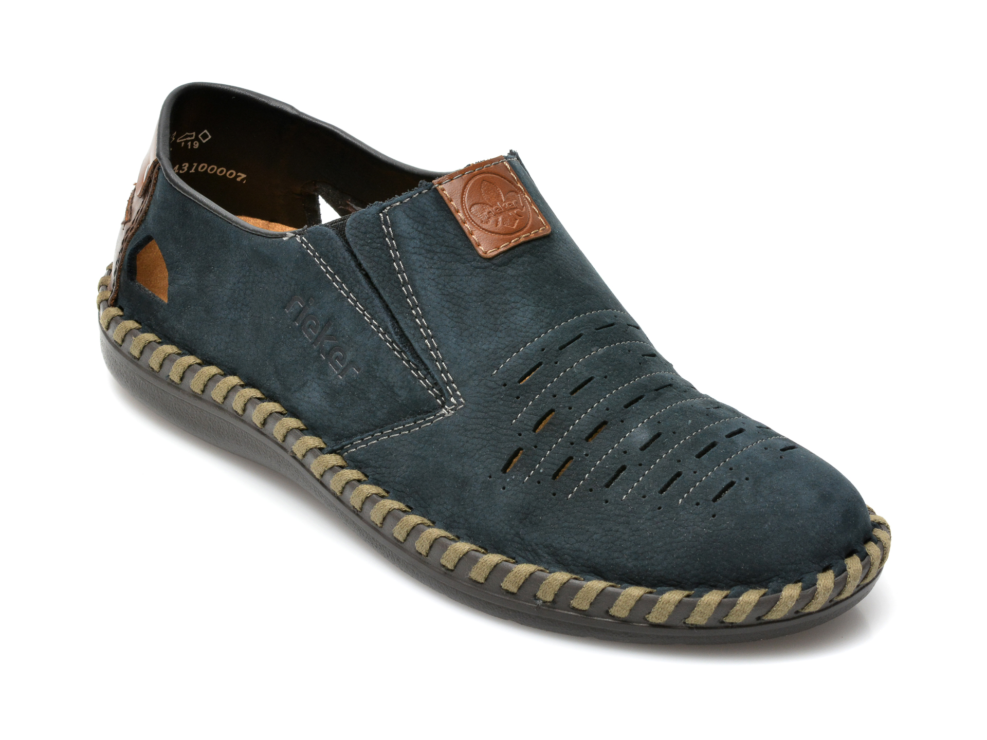 Pantofi RIEKER bleumarin, B2457, din piele naturala