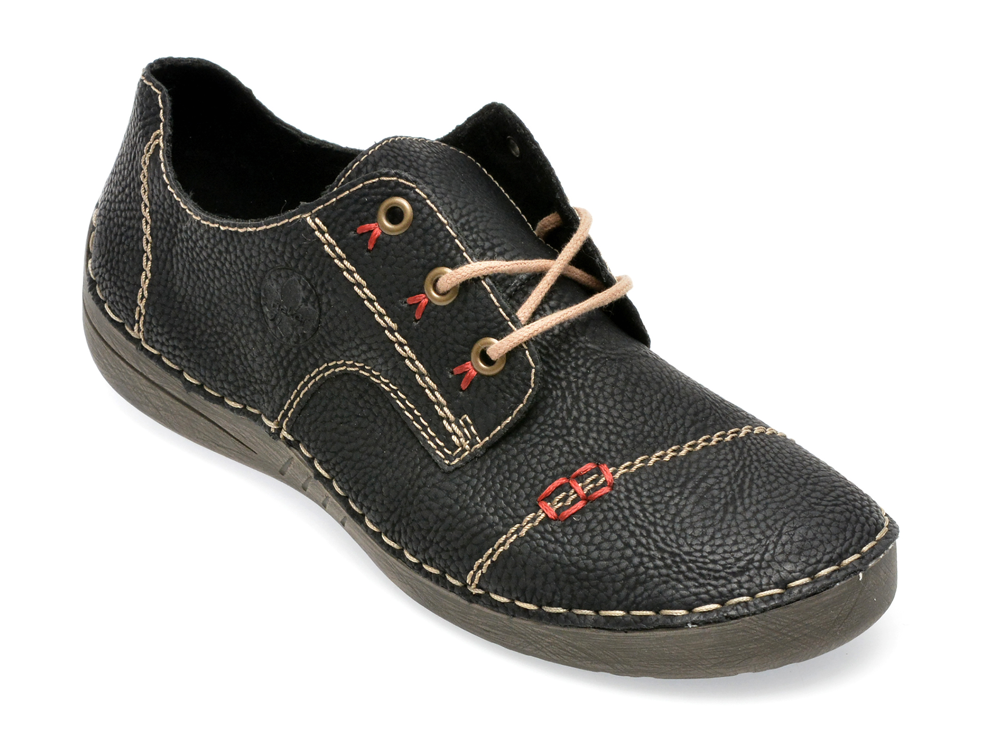Pantofi RIEKER negri, 52520, din piele ecologica