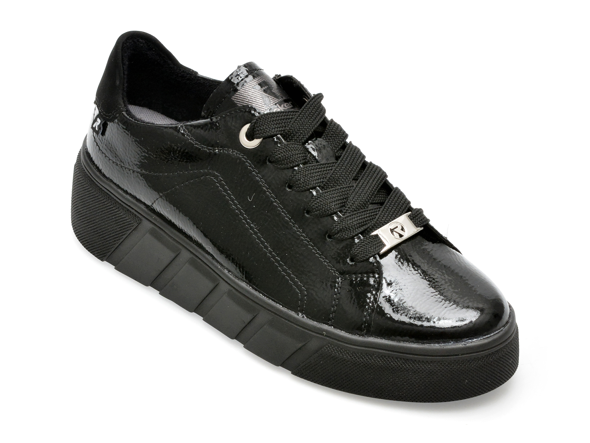 Pantofi RIEKER negri, W0501, din piele naturala