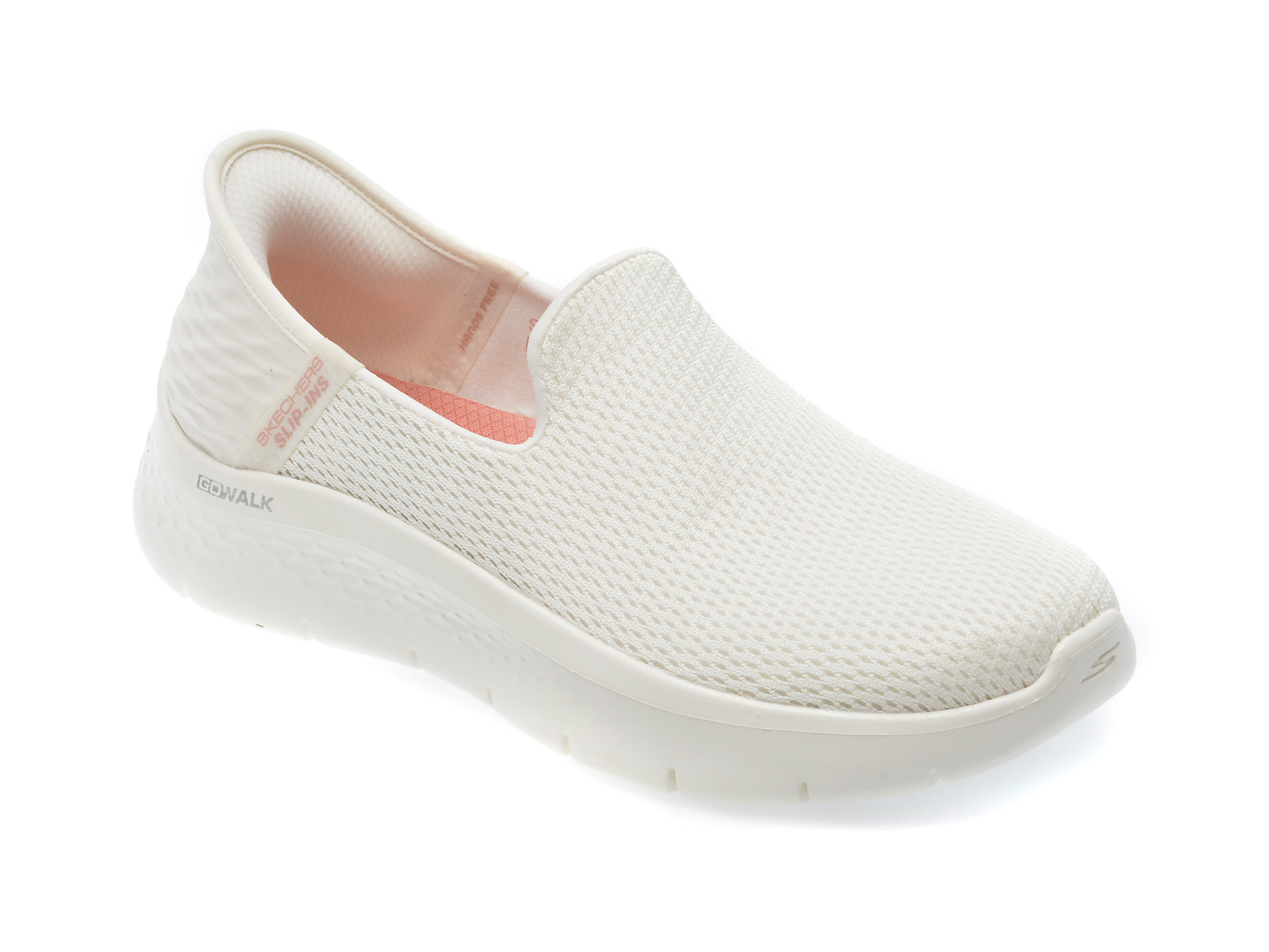 Pantofi SKECHERS albi, GO WALK FLEX, din material textil
