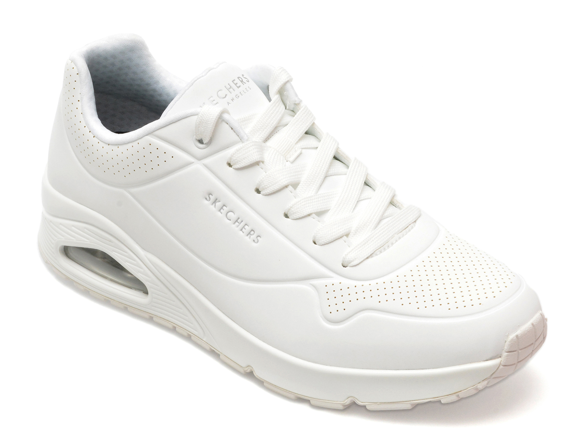 Pantofi SKECHERS albi, UNO, din piele ecologica Skechers imagine noua 2022