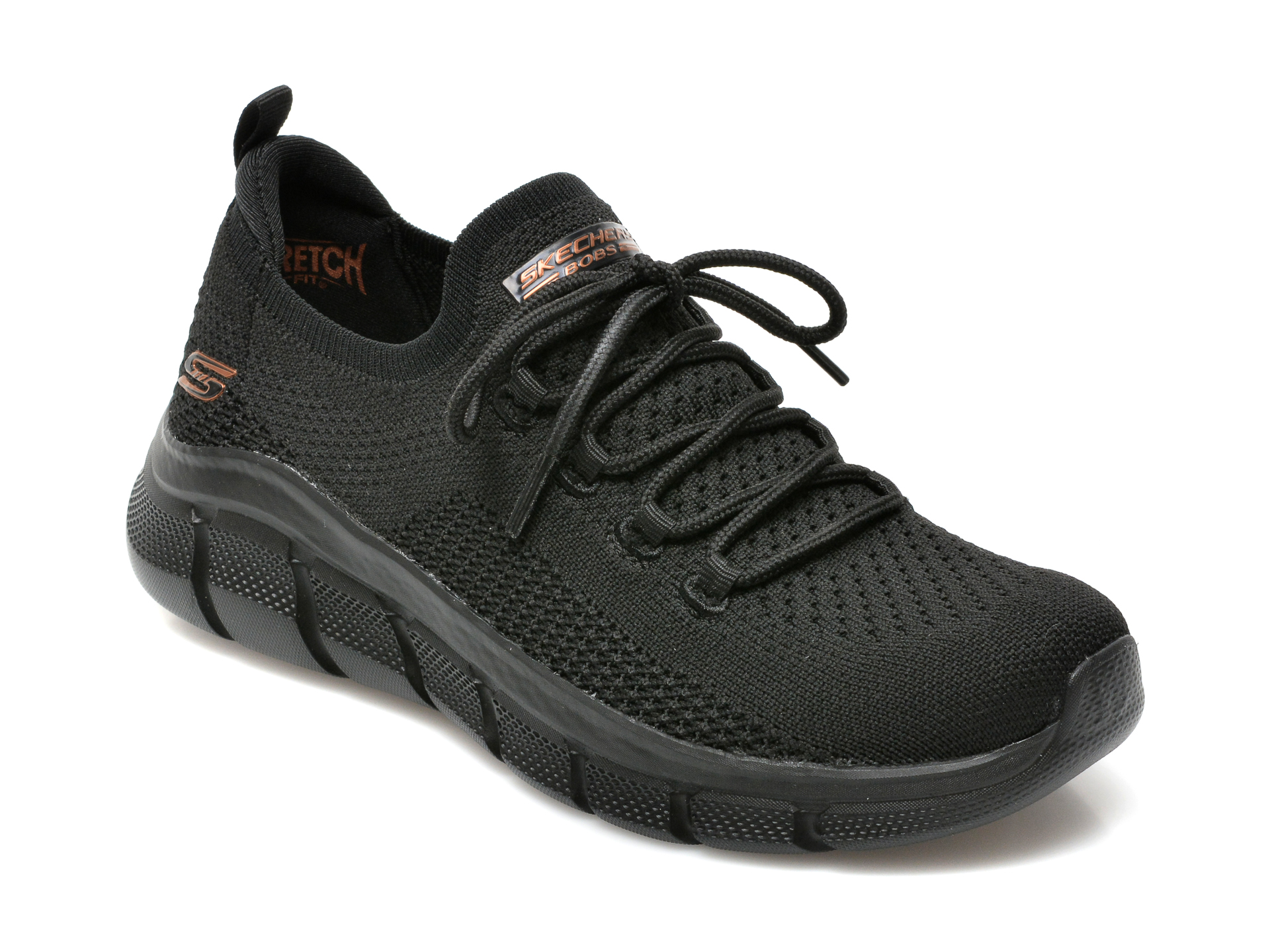 Pantofi SKECHERS negri, BOBS B FLEX, din material textil Skechers imagine reduceri
