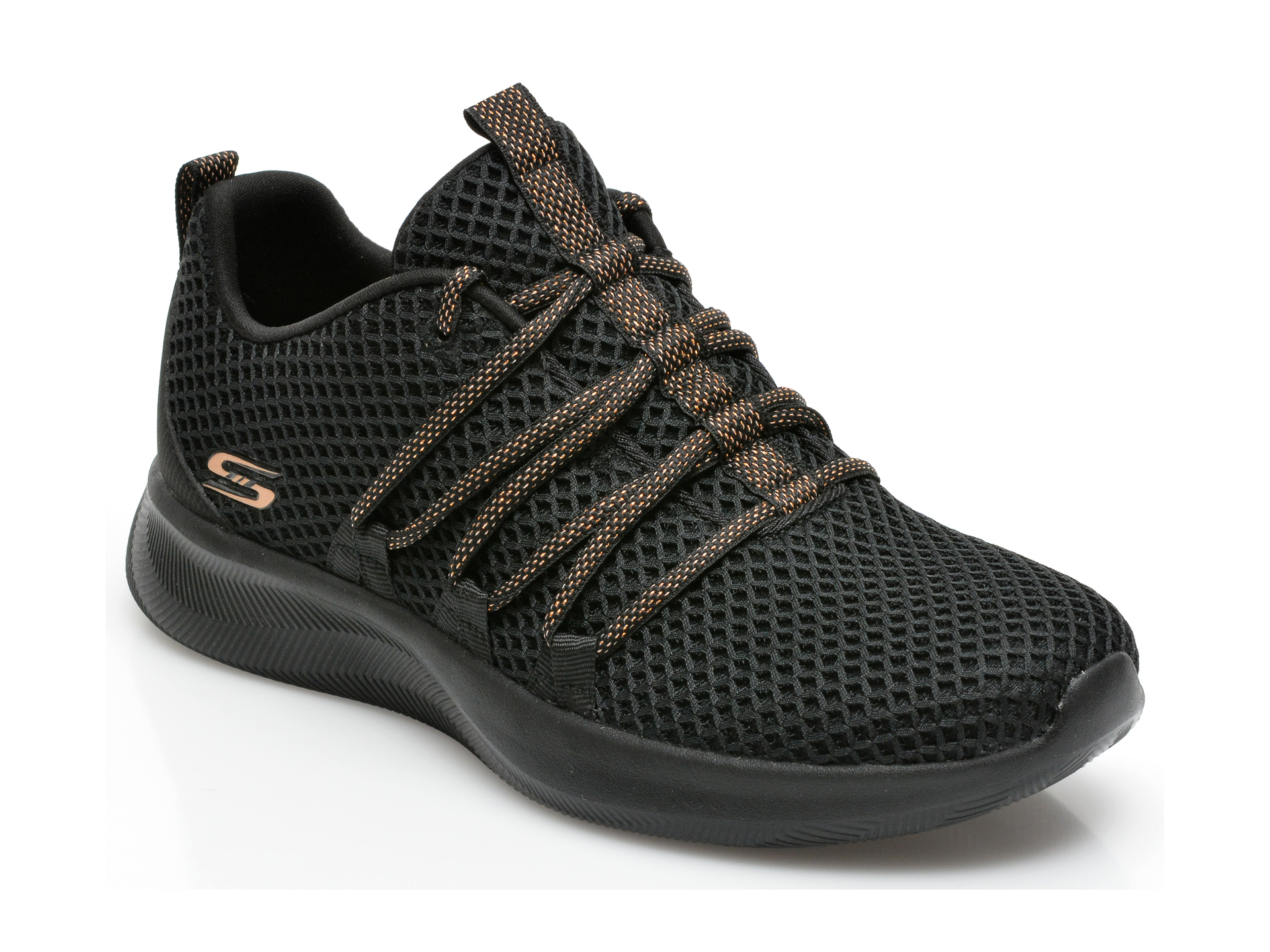 Pantofi SKECHERS negri, BOBS SQUAD 2, din material textil Skechers imagine noua