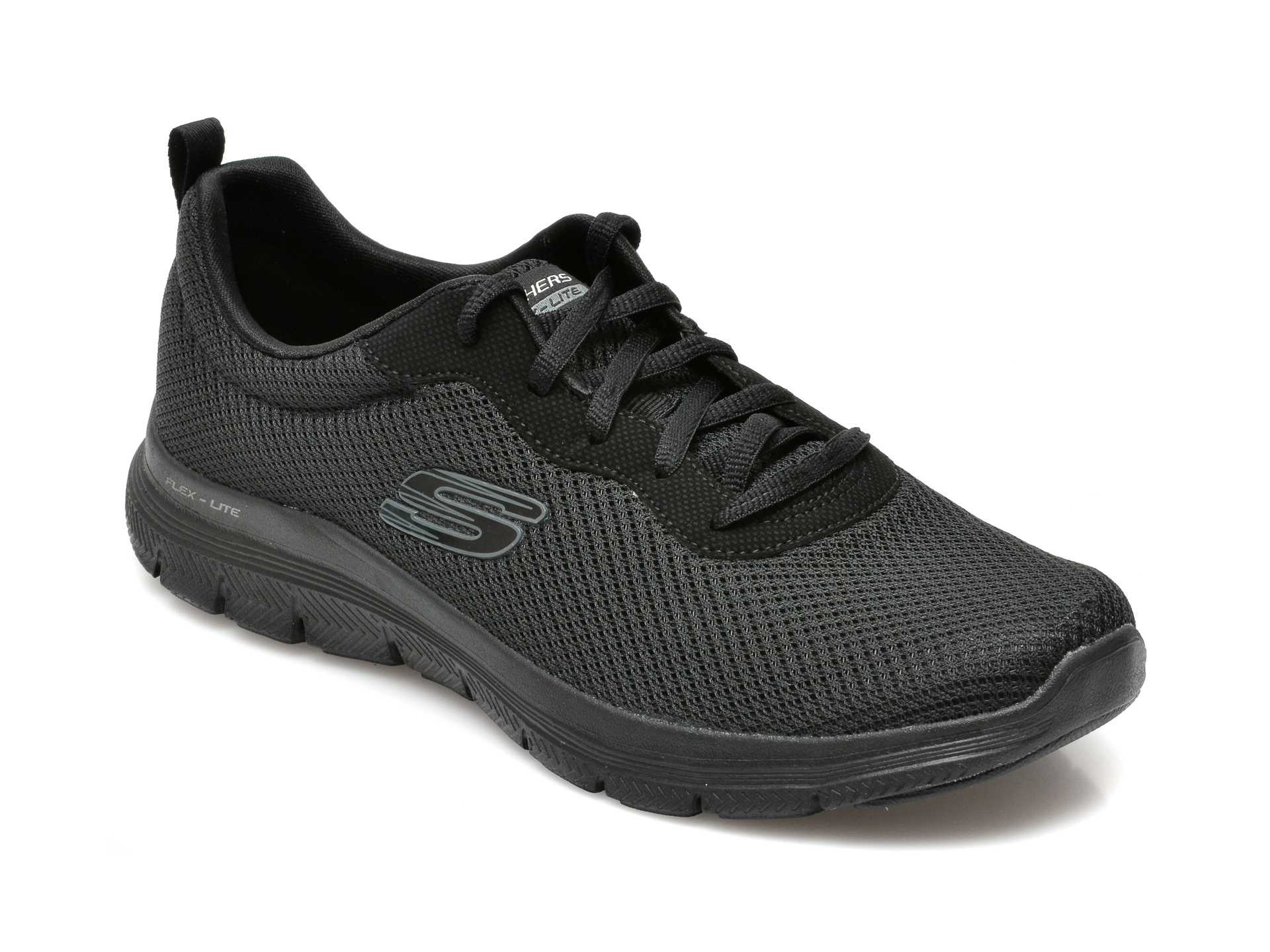 Pantofi SKECHERS negri, FLEX APPEAL 4.0, din material textil Skechers imagine reduceri