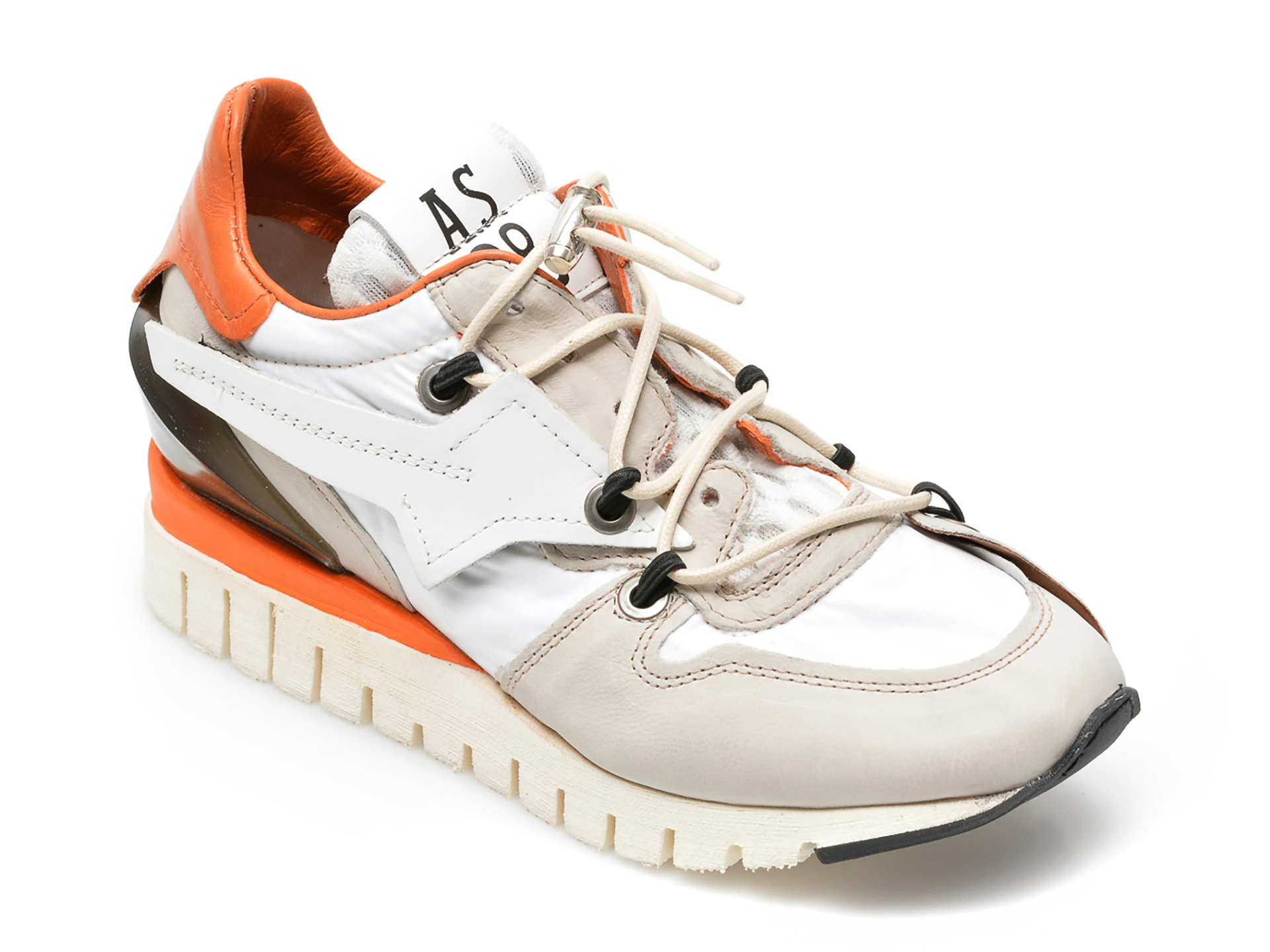 Pantofi sport A.S. 98 albi, A13101, din piele naturala