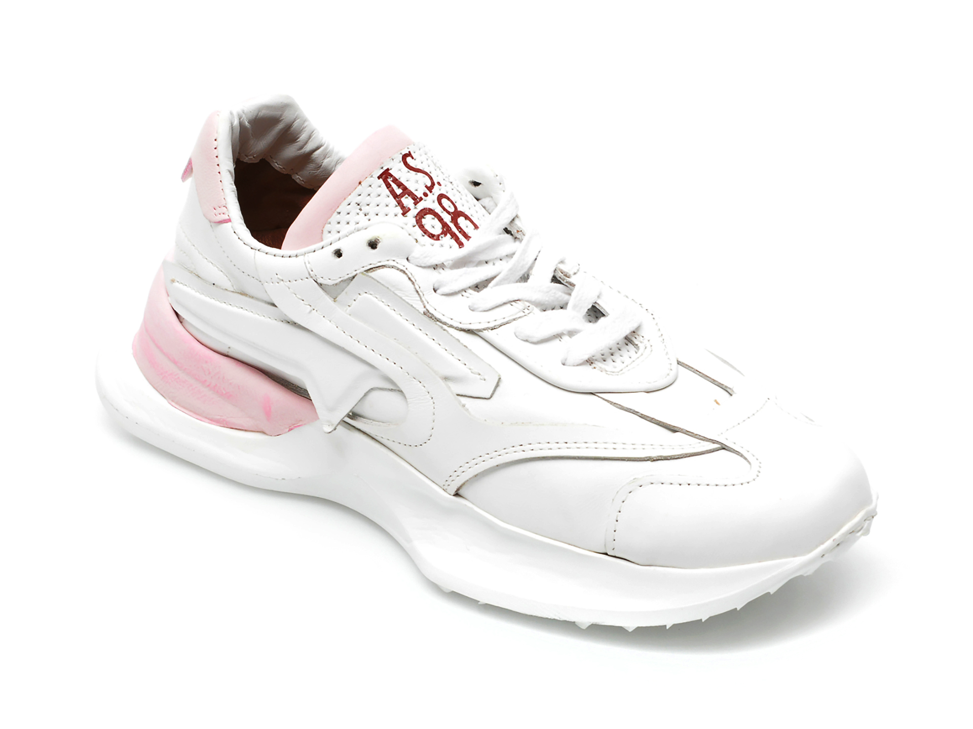 Pantofi sport A.S. 98 albi, A86101, din piele naturala A.S. 98 imagine noua 2022