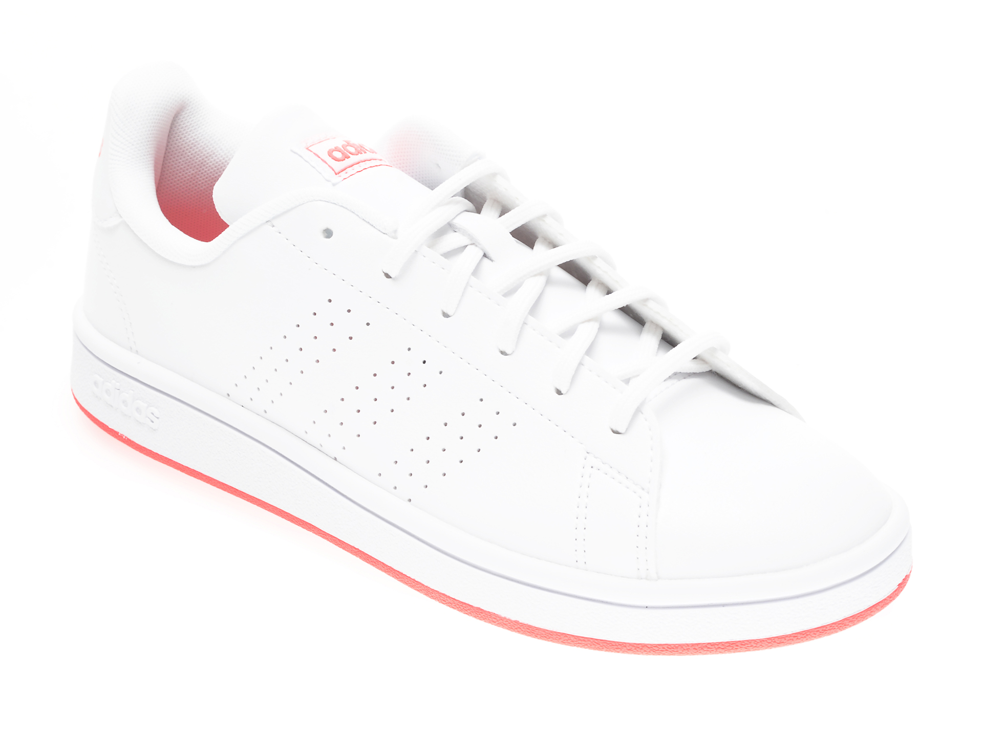 Pantofi sport ADIDAS albi, ADVANTAGE BASE, din piele ecologica