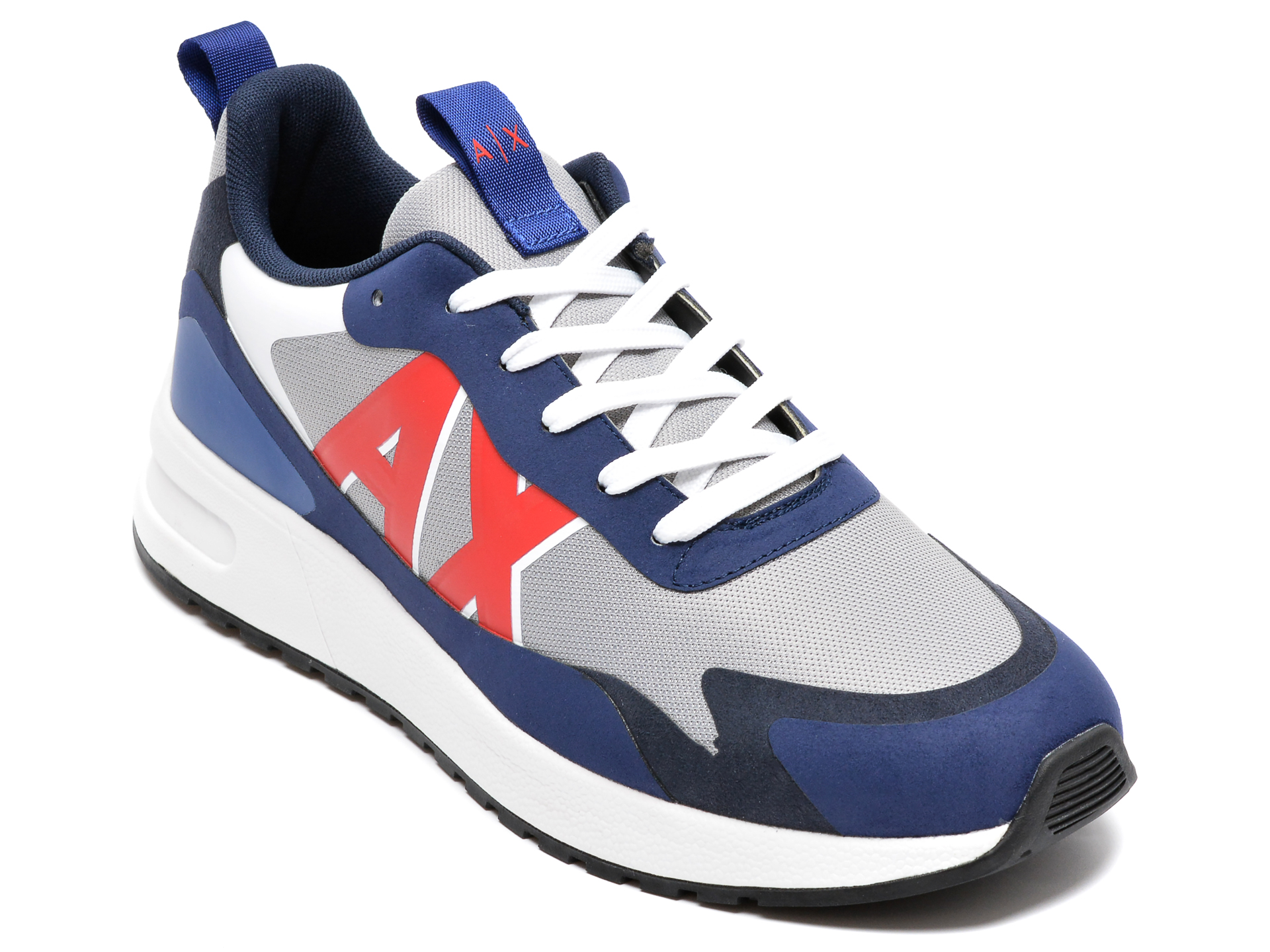 Pantofi sport ARMANI EXCHANGE albastri, XUX114, din material textil si piele ecologica