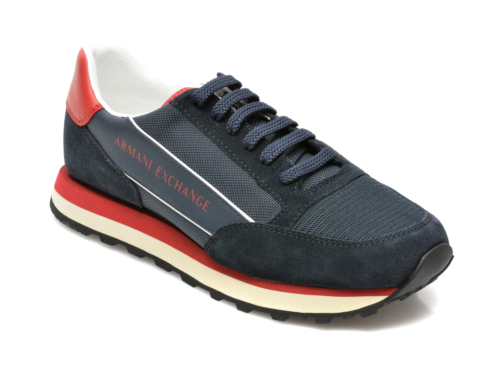 Pantofi sport ARMANI EXCHANGE bleumarin, XUX083, din material textil si piele naturala Armani Exchange