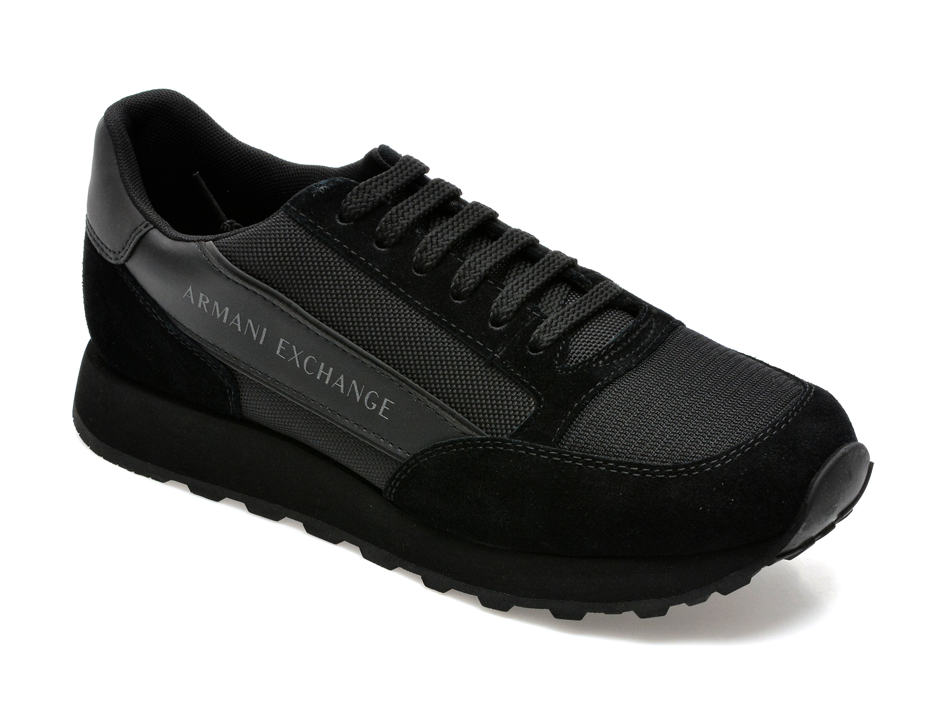 Pantofi Sport Armani Exchange Negri, Xux083, Din Piele Naturala, Material Textil Si Piele Ecologica