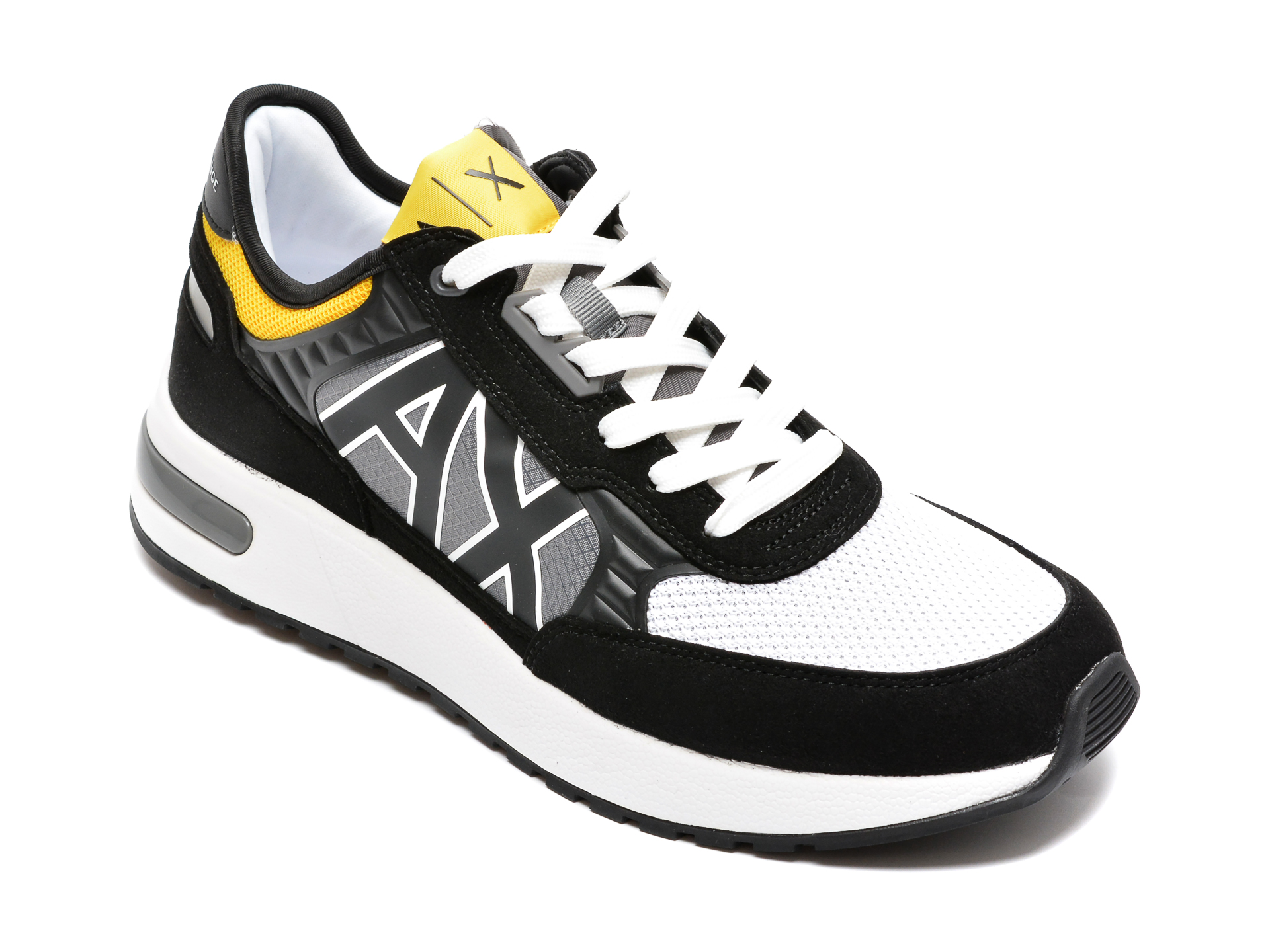 Pantofi sport ARMANI EXCHANGE negri, XUX090, din material textil si piele ecologica