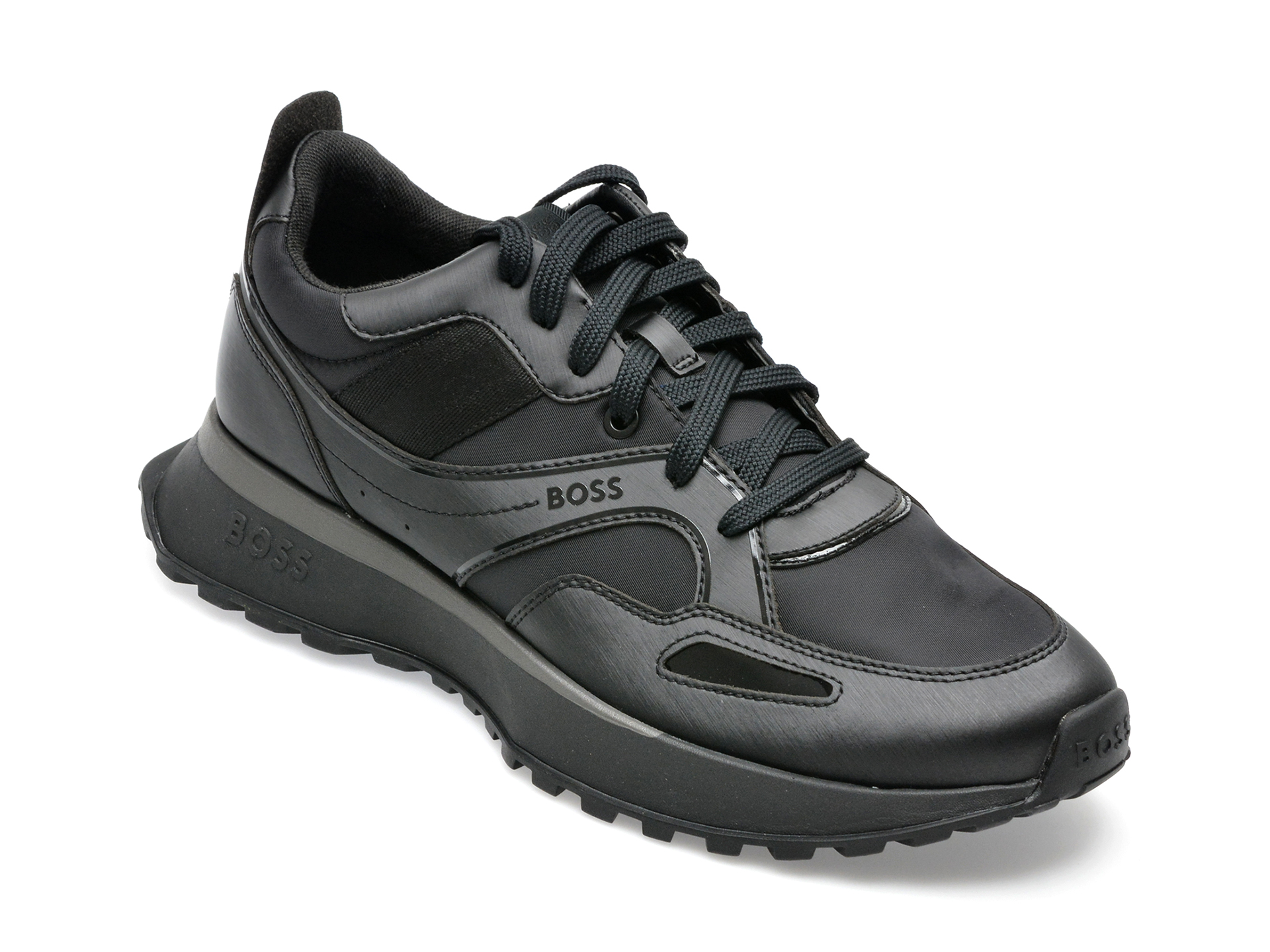 Pantofi sport BOSS negri, 3225, din material textil si piele ecologica barbati 2023-09-21