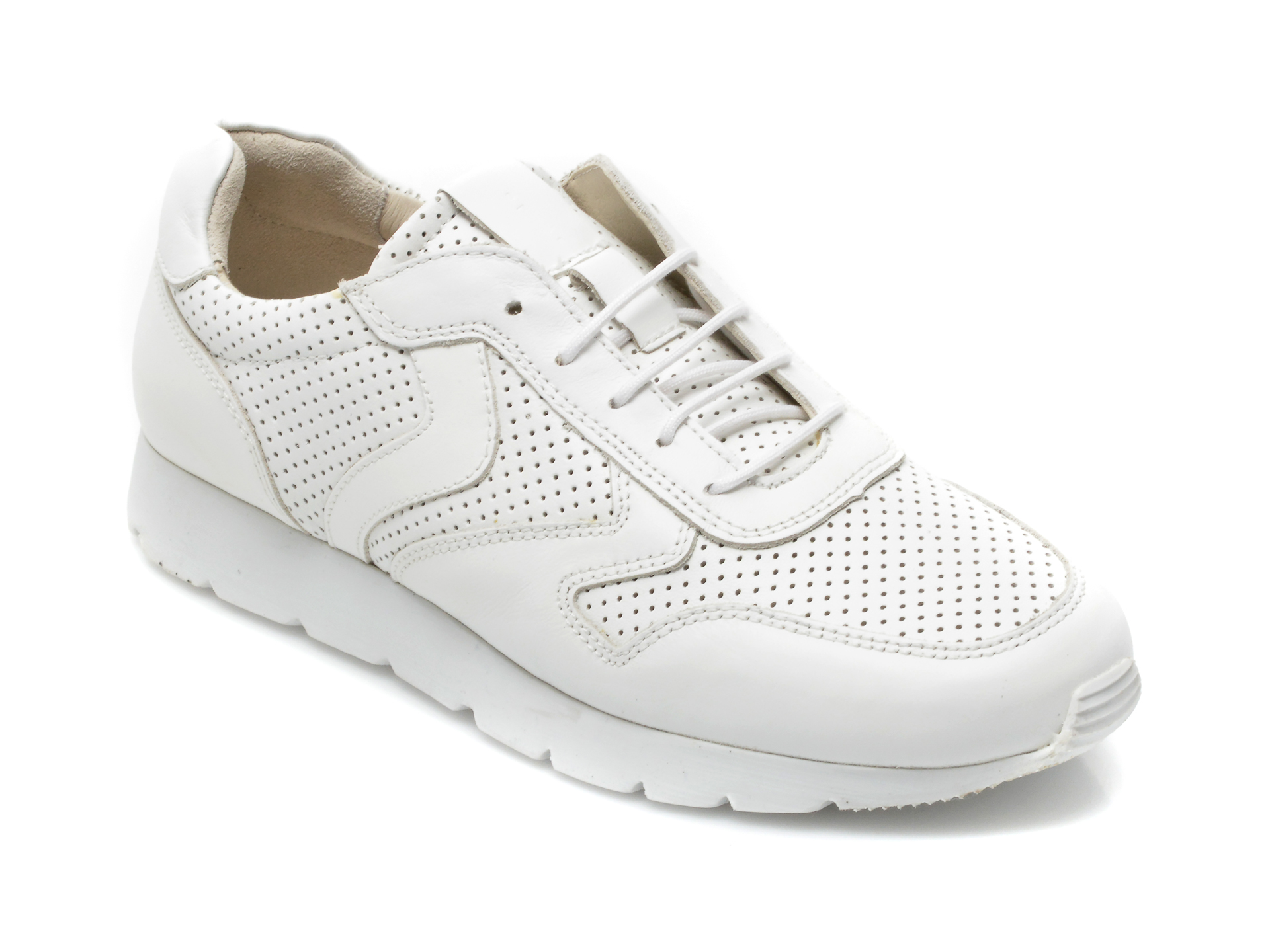 Pantofi sport BRAVELLI albi, 91111, din piele naturala /femei/pantofi imagine noua