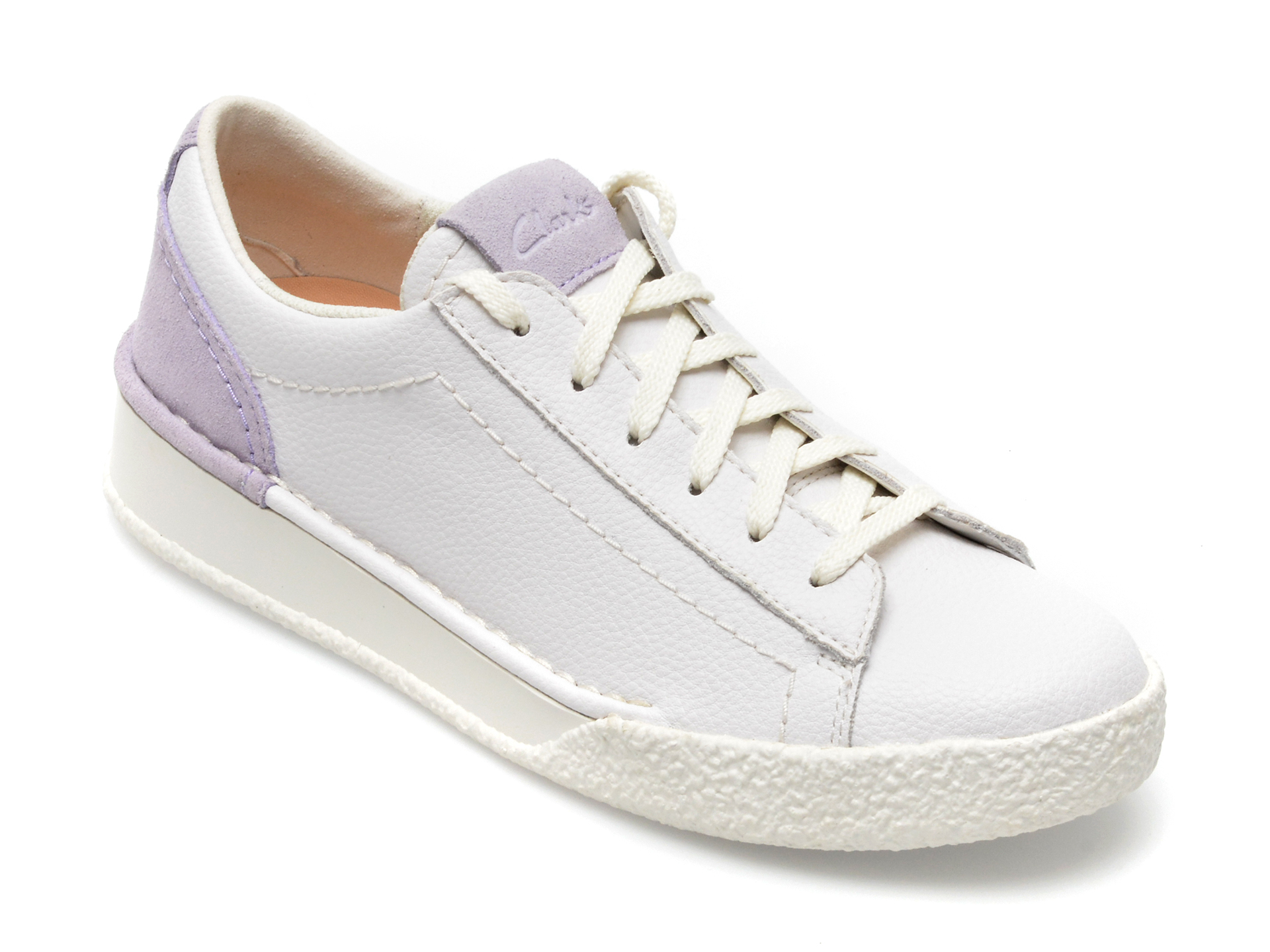 Pantofi sport CLARKS albi, CRACUWA, din piele naturala