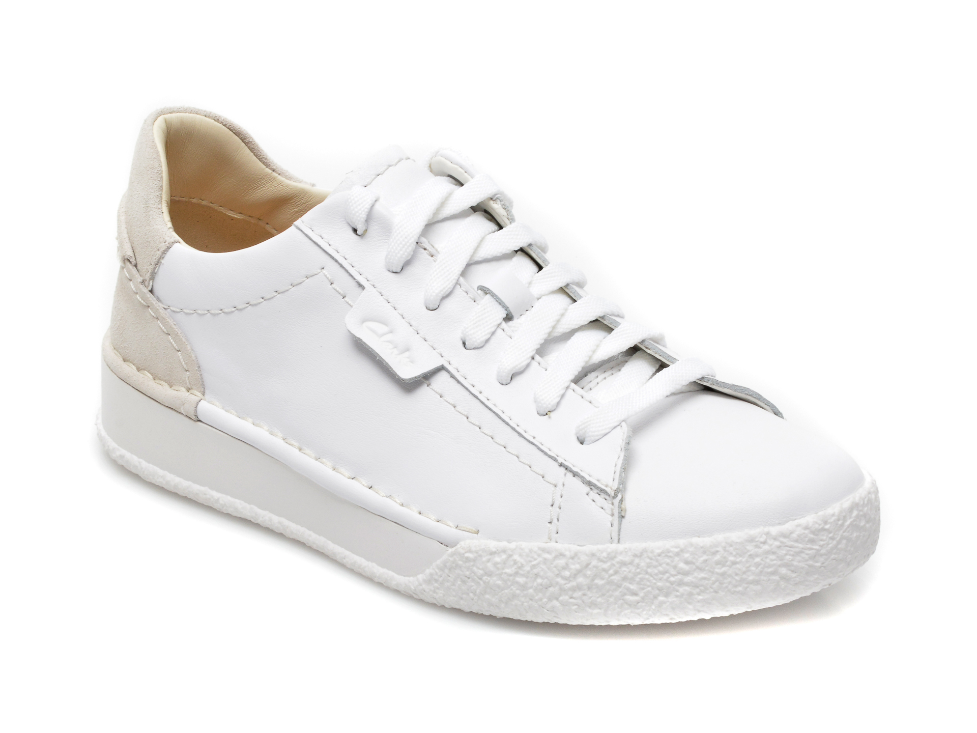Pantofi sport CLARKS albi, CRAFT CUP LACE, din piele naturala Clarks imagine reduceri