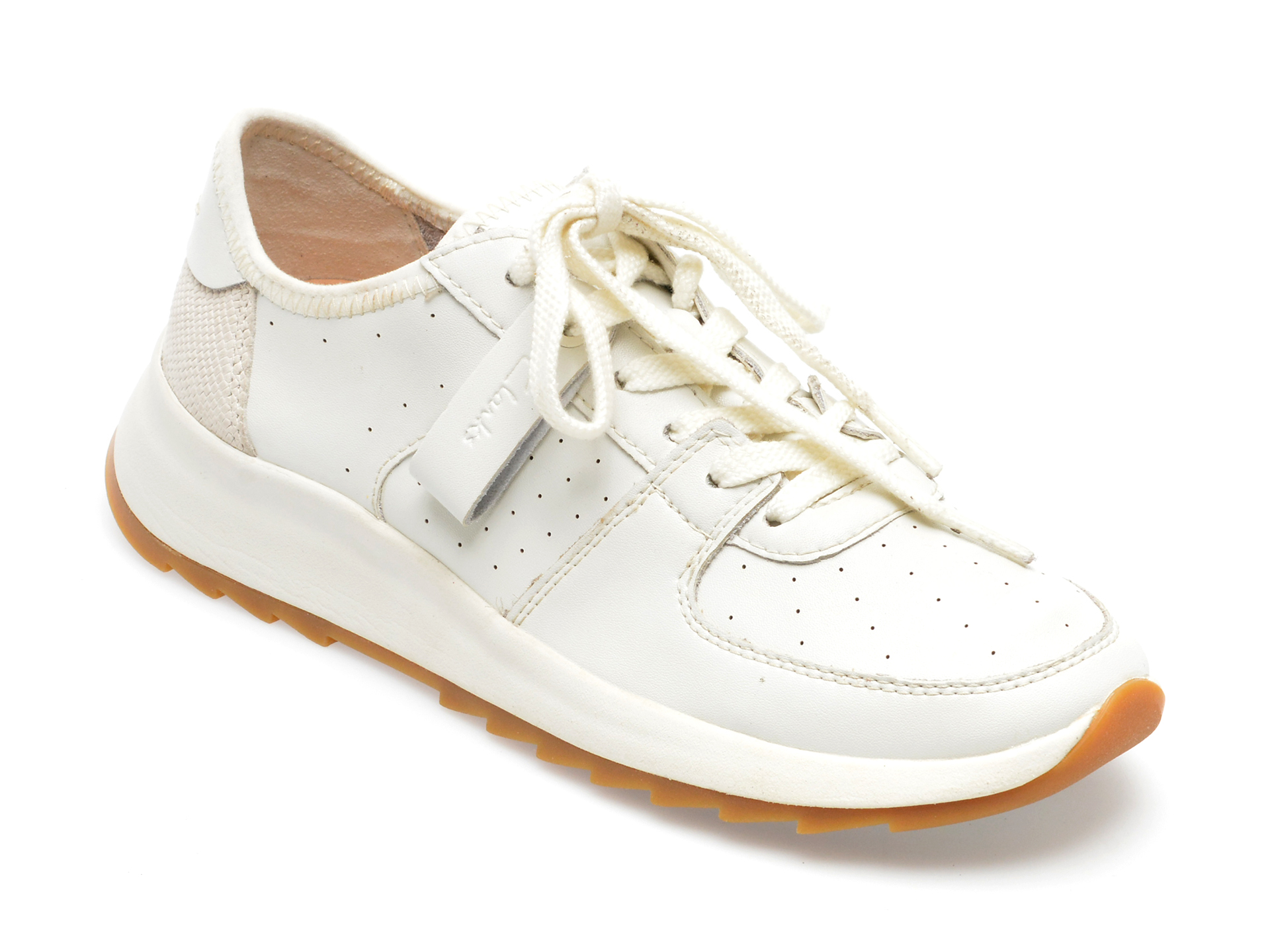 Pantofi sport CLARKS albi, DASHLITE RUN 13-N, din piele naturala /femei/pantofi imagine noua