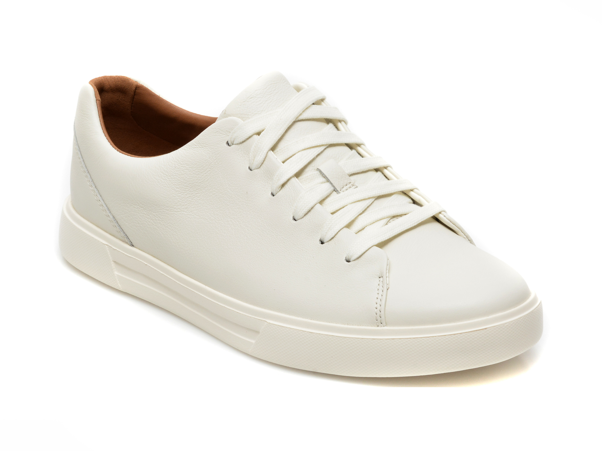 Pantofi sport CLARKS albi, UN COSTA LACE, din piele naturala
