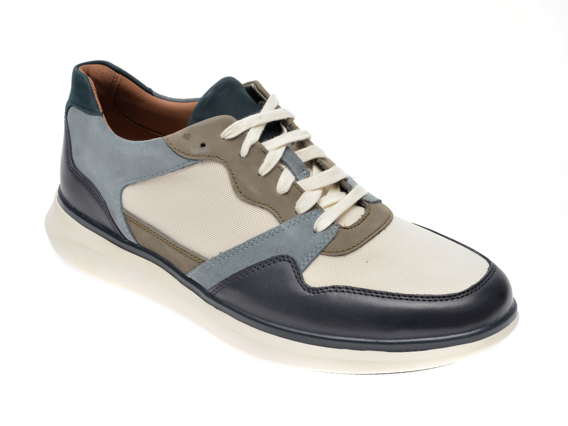 Pantofi sport CLARKS bleumarin, Un Globe Run, din material textil si piele naturala