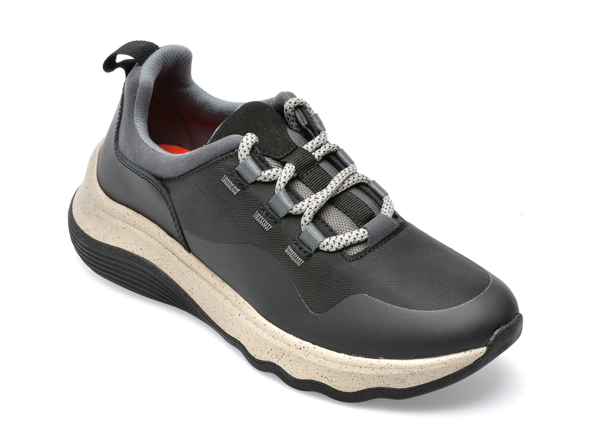 Pantofi sport CLARKS negri, JAUNLAC, din material textil si piele ecologica
