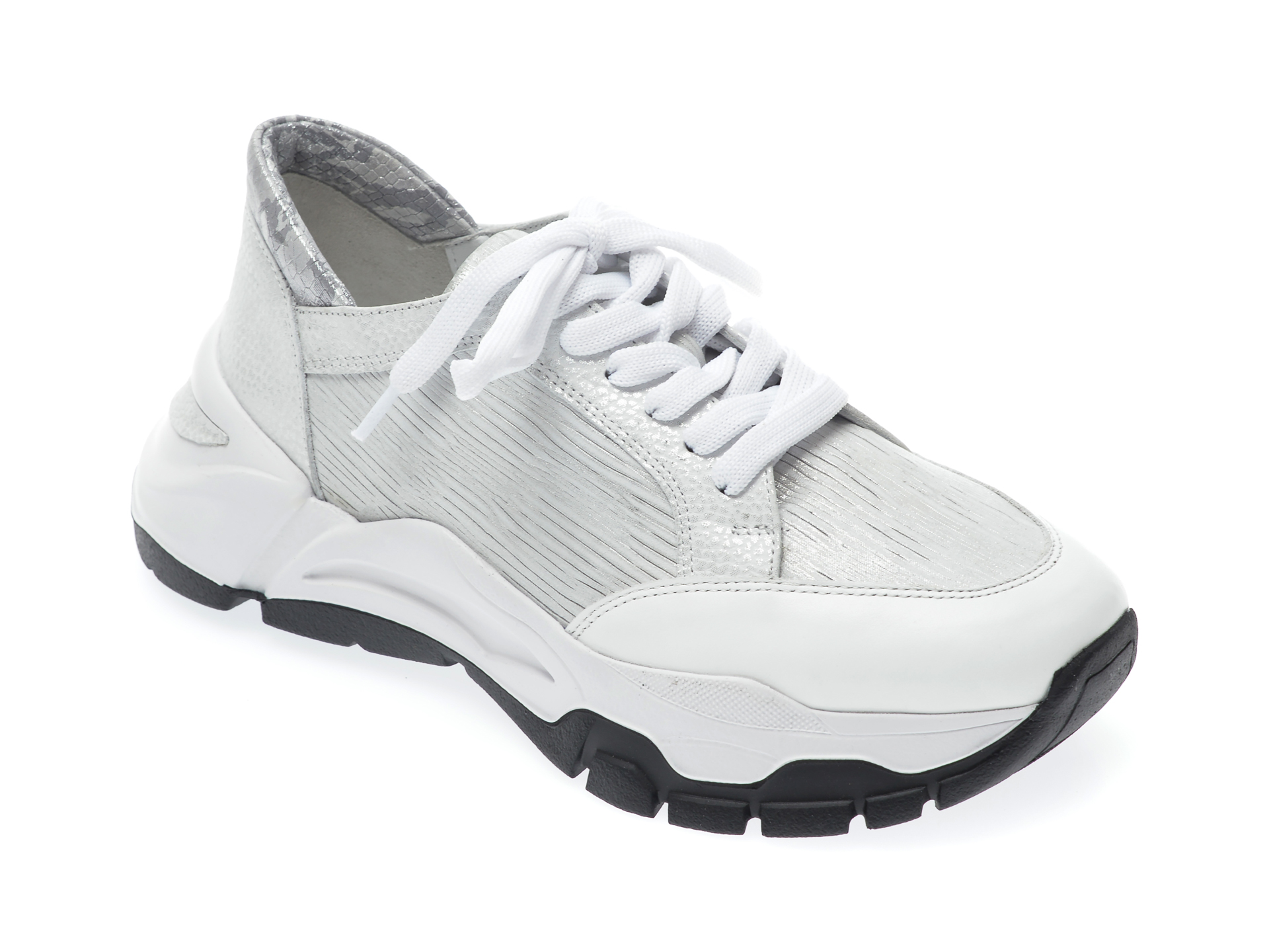 Pantofi sport EPICA albi, 135P260, din piele naturala